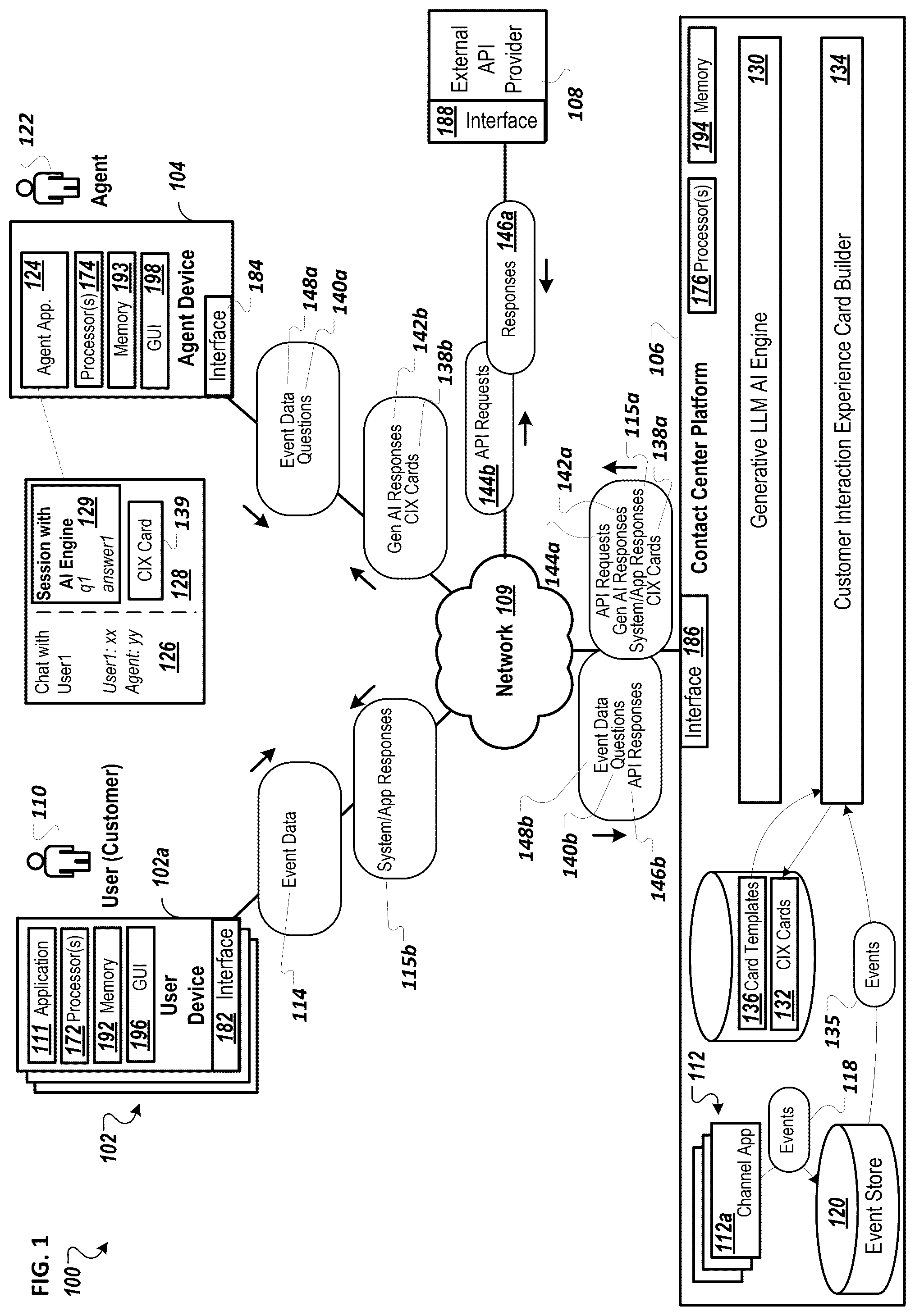 Patent US12326856 Figure 1 – Using generative artificial intelligence to improve user interactions