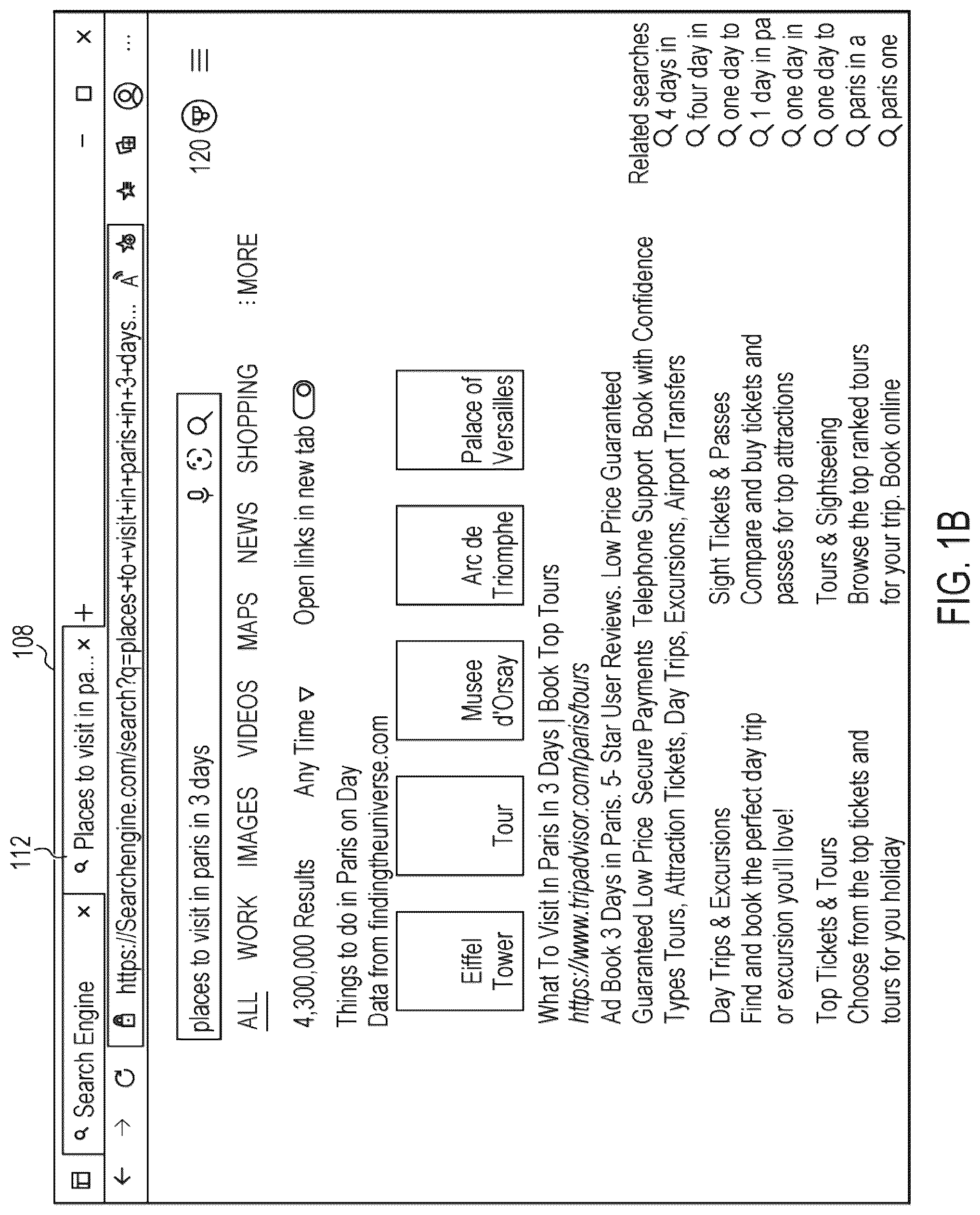Patent US12326903 Figure 2 – Surfacing automatically-suggested search query results in separate browser tabs for improved multi-intent searching