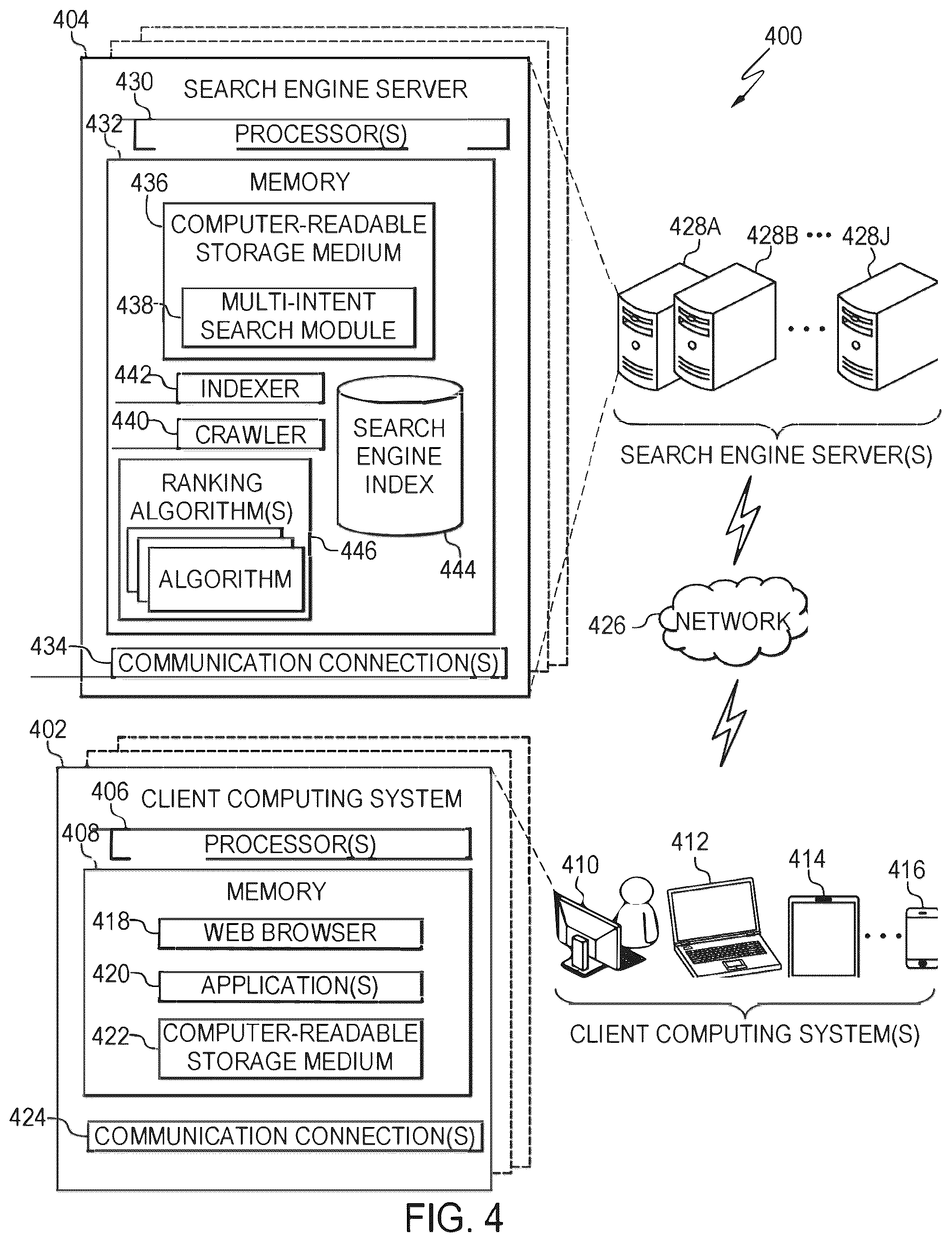 Patent US12326903 Figure 7 – Surfacing automatically-suggested search query results in separate browser tabs for improved multi-intent searching