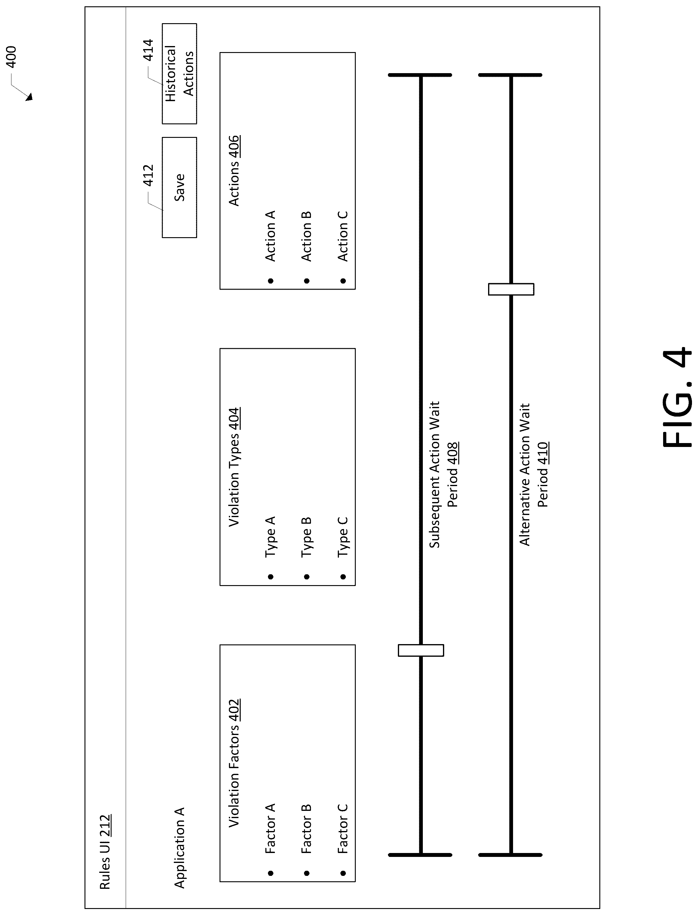 Patent US12326963 Figure 4 – Automated actions for application policy violations