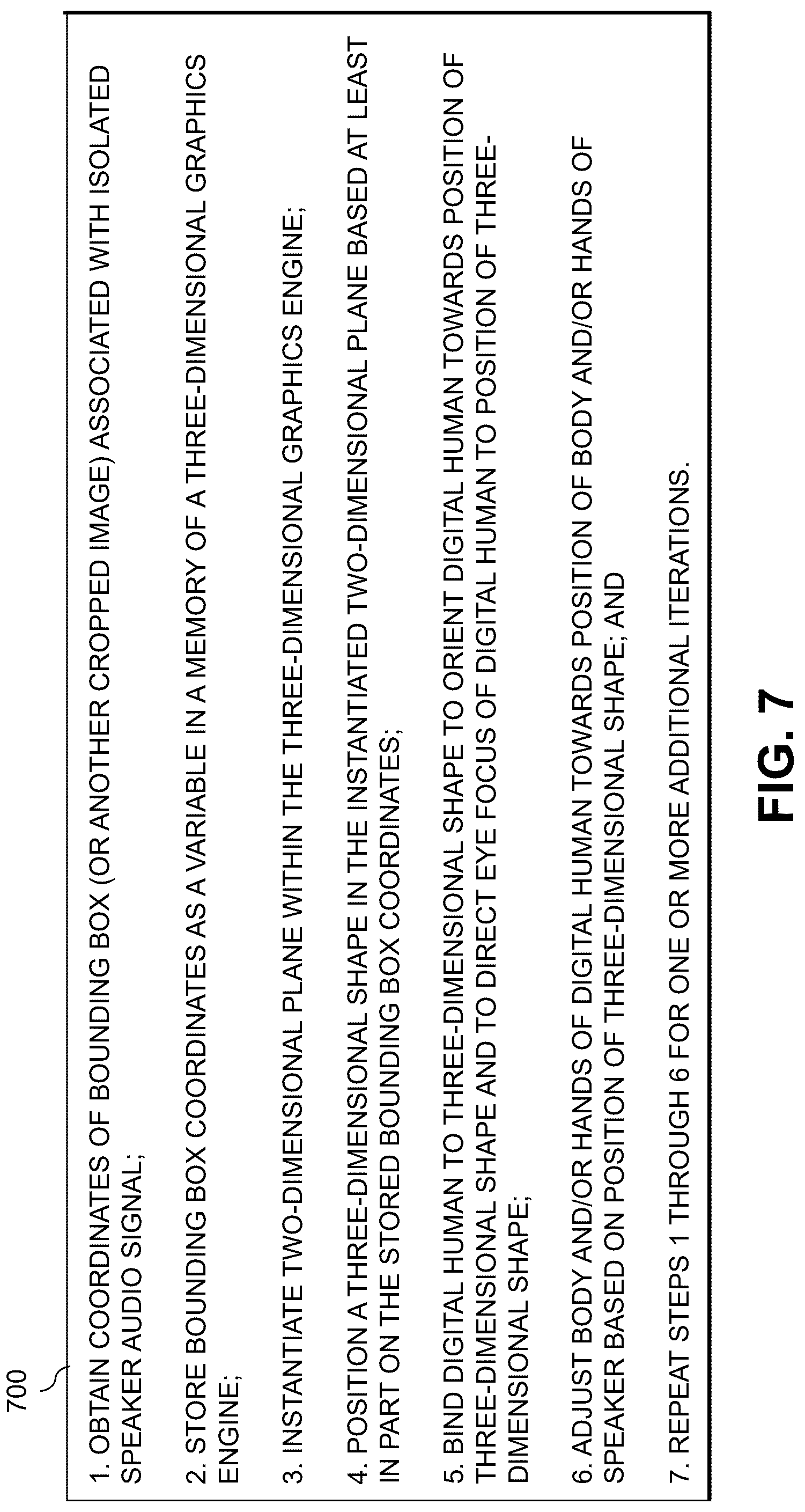 Patent US12326968 Figure 7 – Orienting digital humans towards isolated speaker