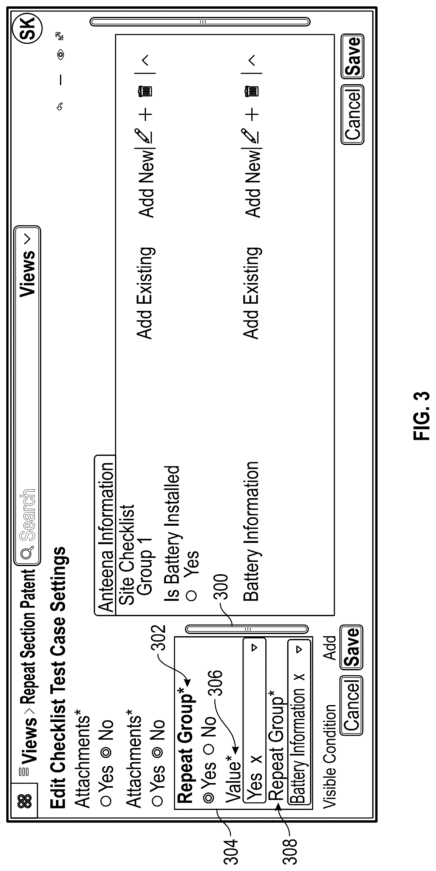 Patent US12327006 Figure 3 – Repeat section in checklist builder and method of using
