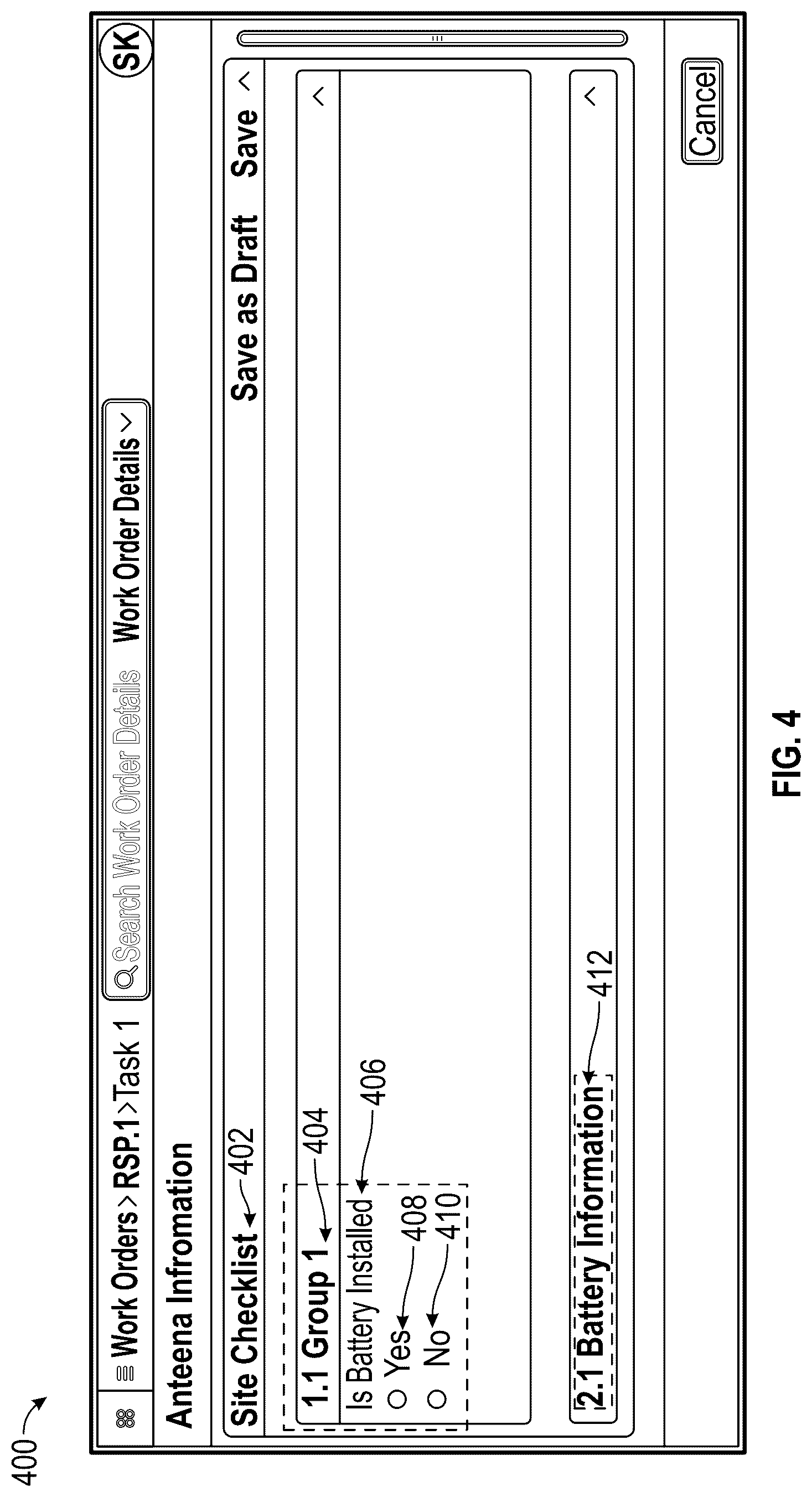 Patent US12327006 Figure 4 – Repeat section in checklist builder and method of using