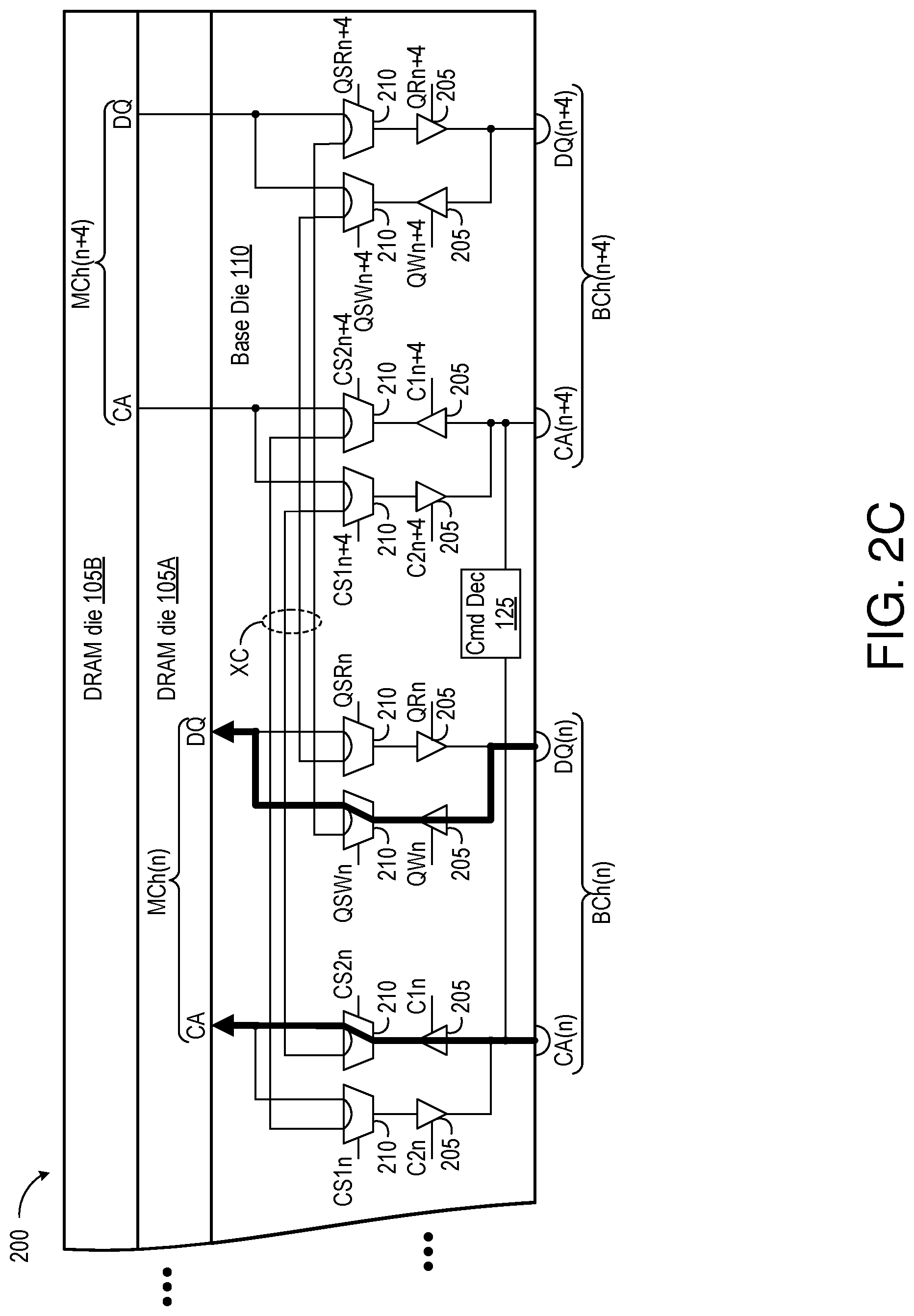 Patent US12327049 Figure 4 – Stacked memory device with paired channels