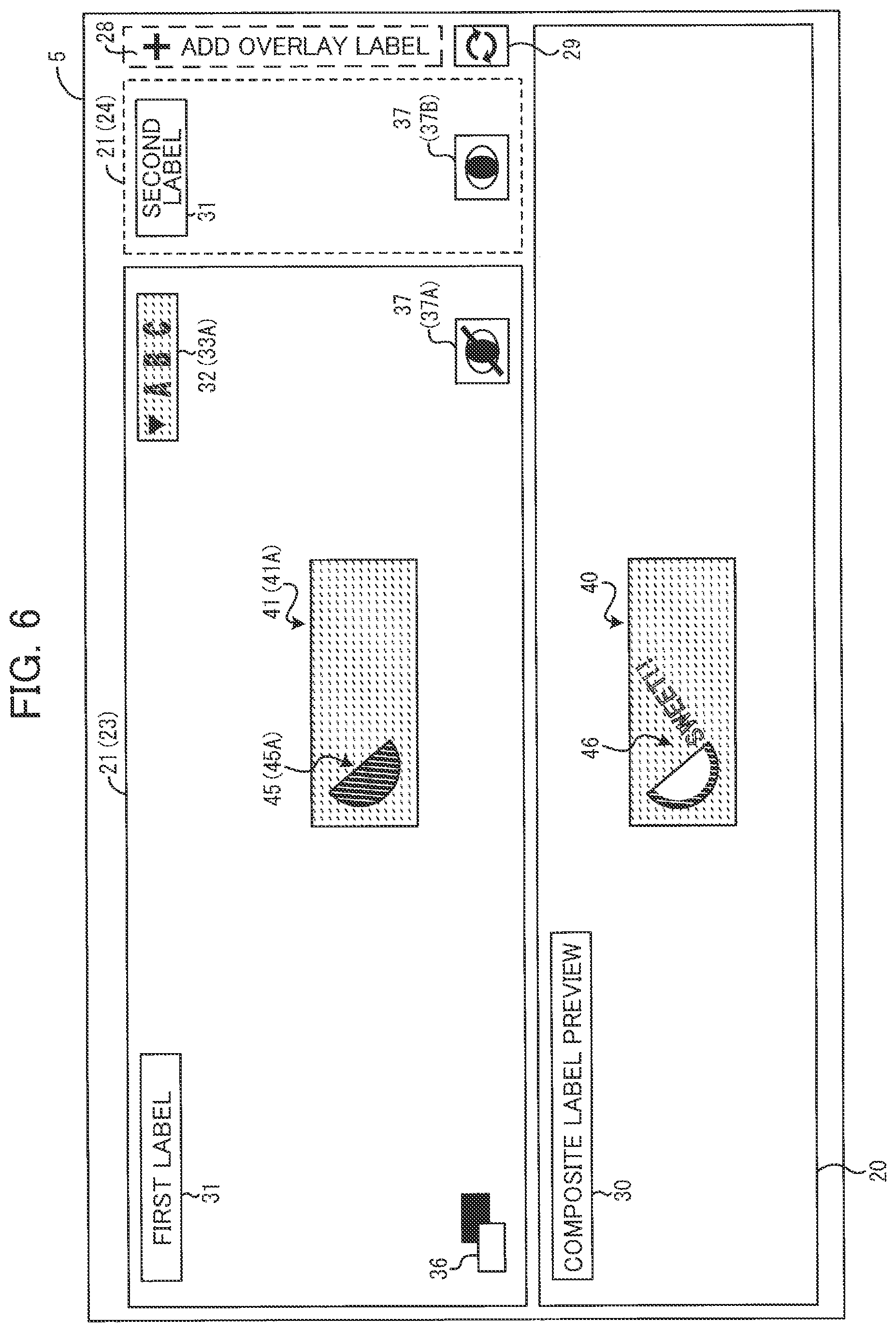 Patent US12327055 Figure 5 – Editing device editing print data via display device for creating composite label with printing device