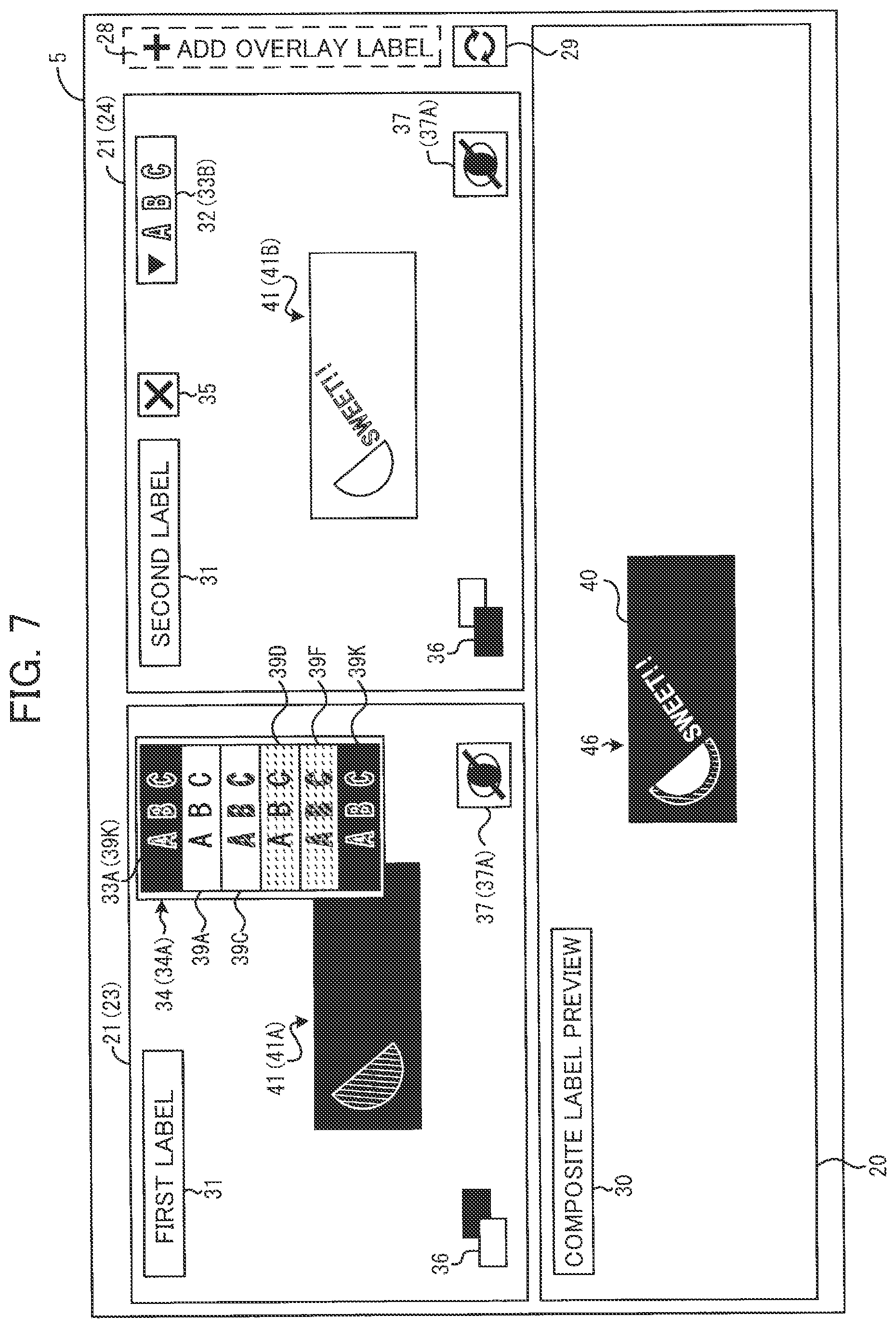 Patent US12327055 Figure 6 – Editing device editing print data via display device for creating composite label with printing device