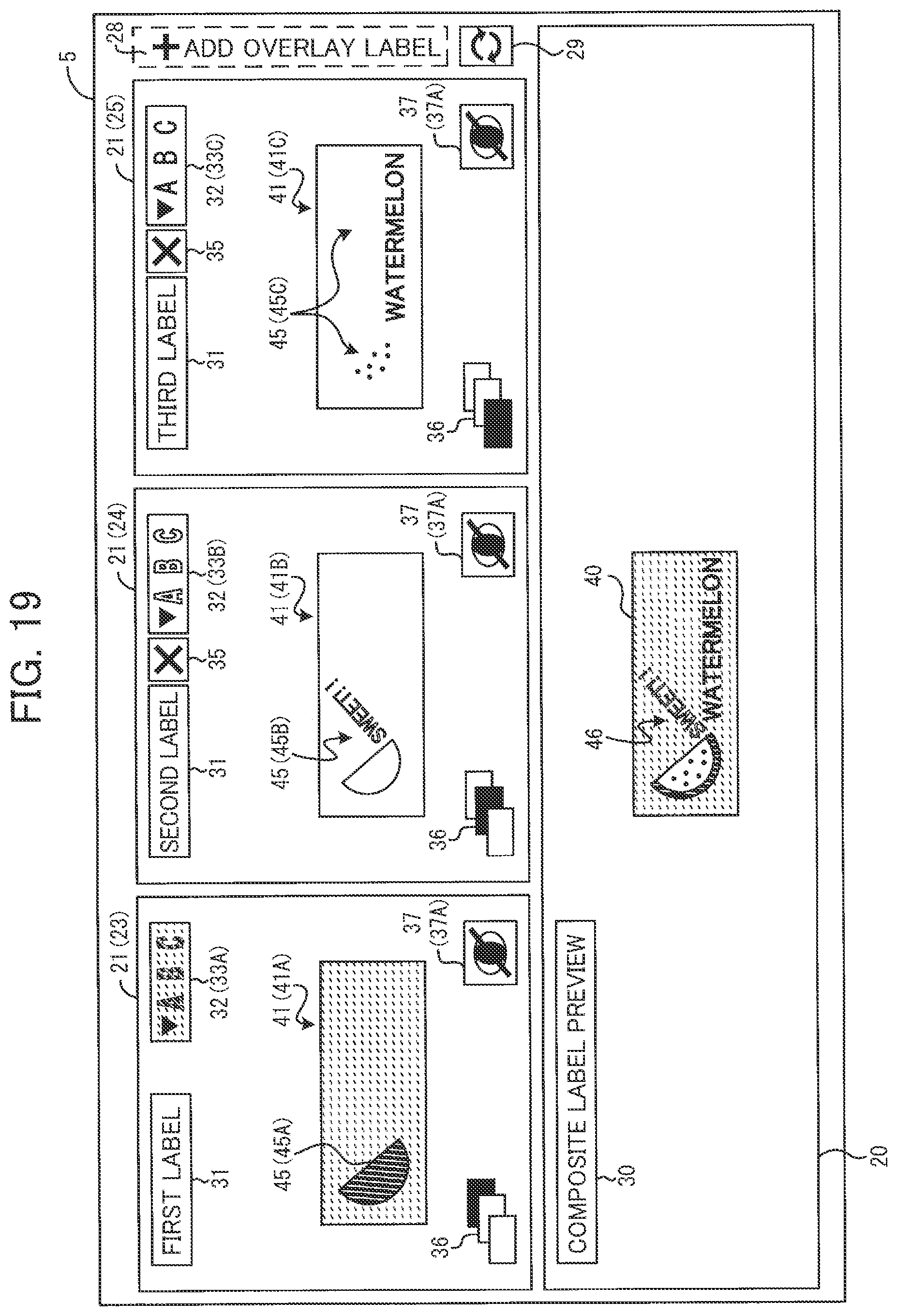 Patent US12327055 Figure 18 – Editing device editing print data via display device for creating composite label with printing device