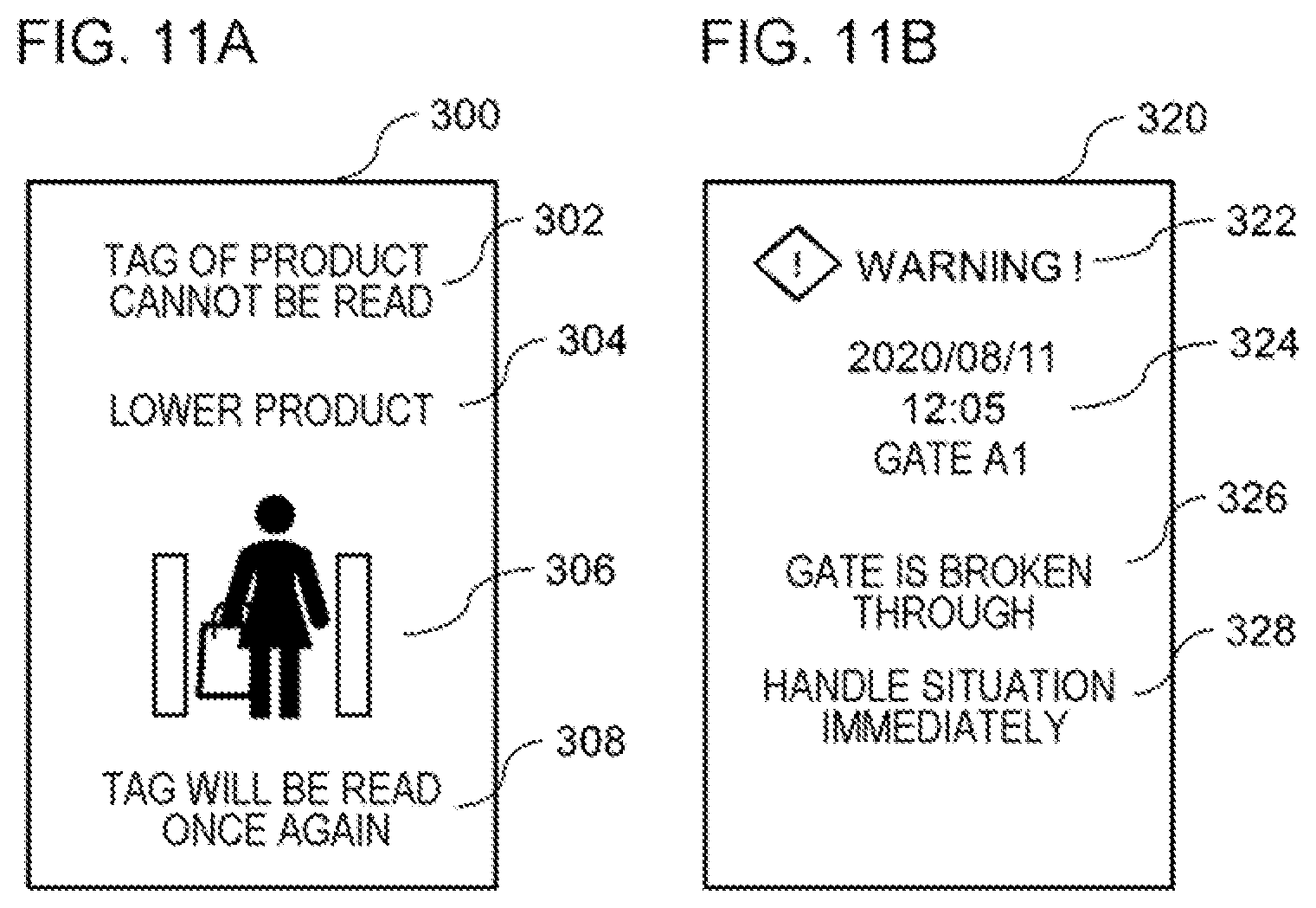 Patent US12327158 Figure 11 – Processing apparatus for outputting information for a passenger of a walk-through gate