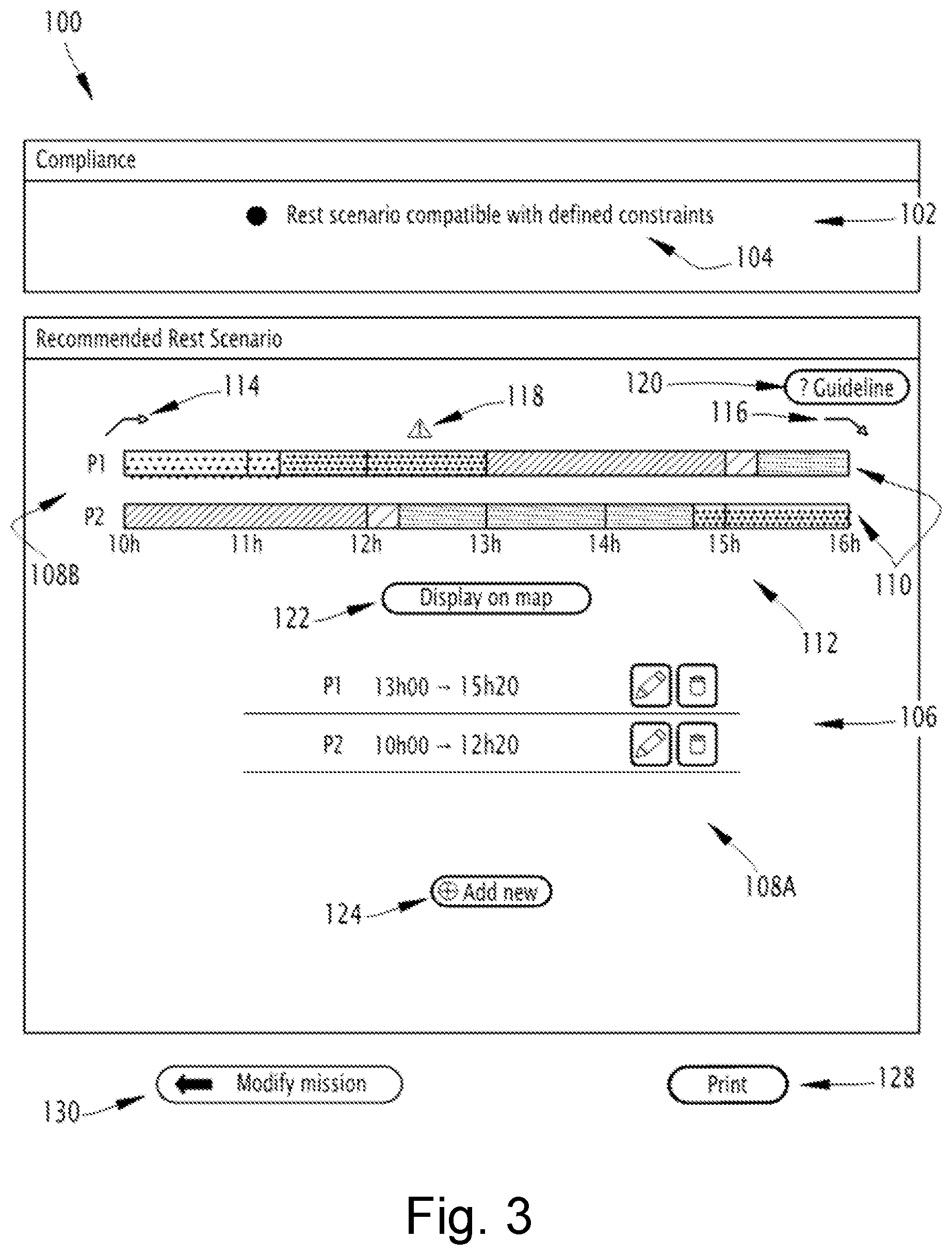 Patent US12327205 Figure 3 – System for determining a flight rest scenario for an aircraft crew