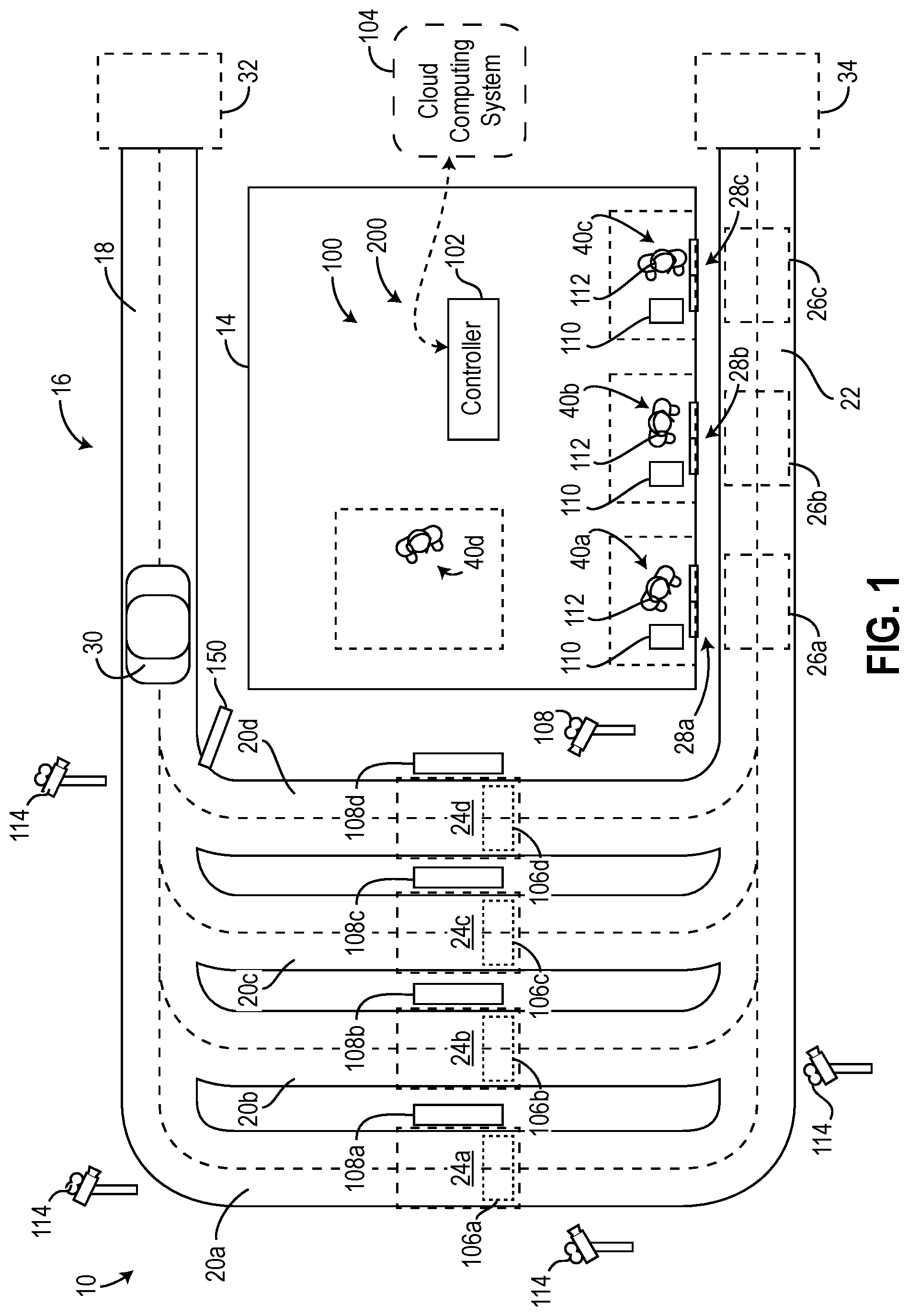 Patent US12327230 Figure 1 – Drive through system with traffic management