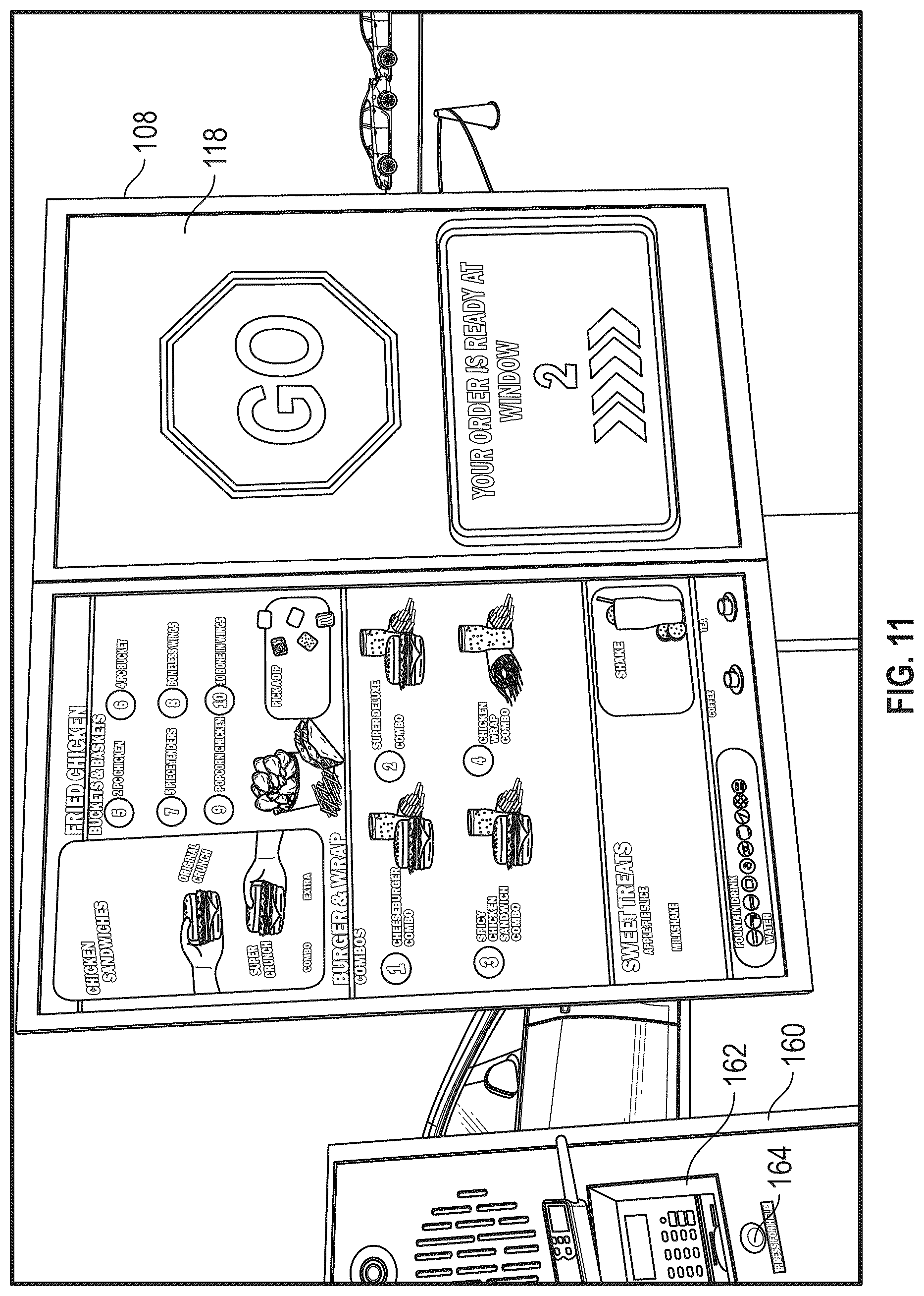 Patent US12327230 Figure 11 – Drive through system with traffic management