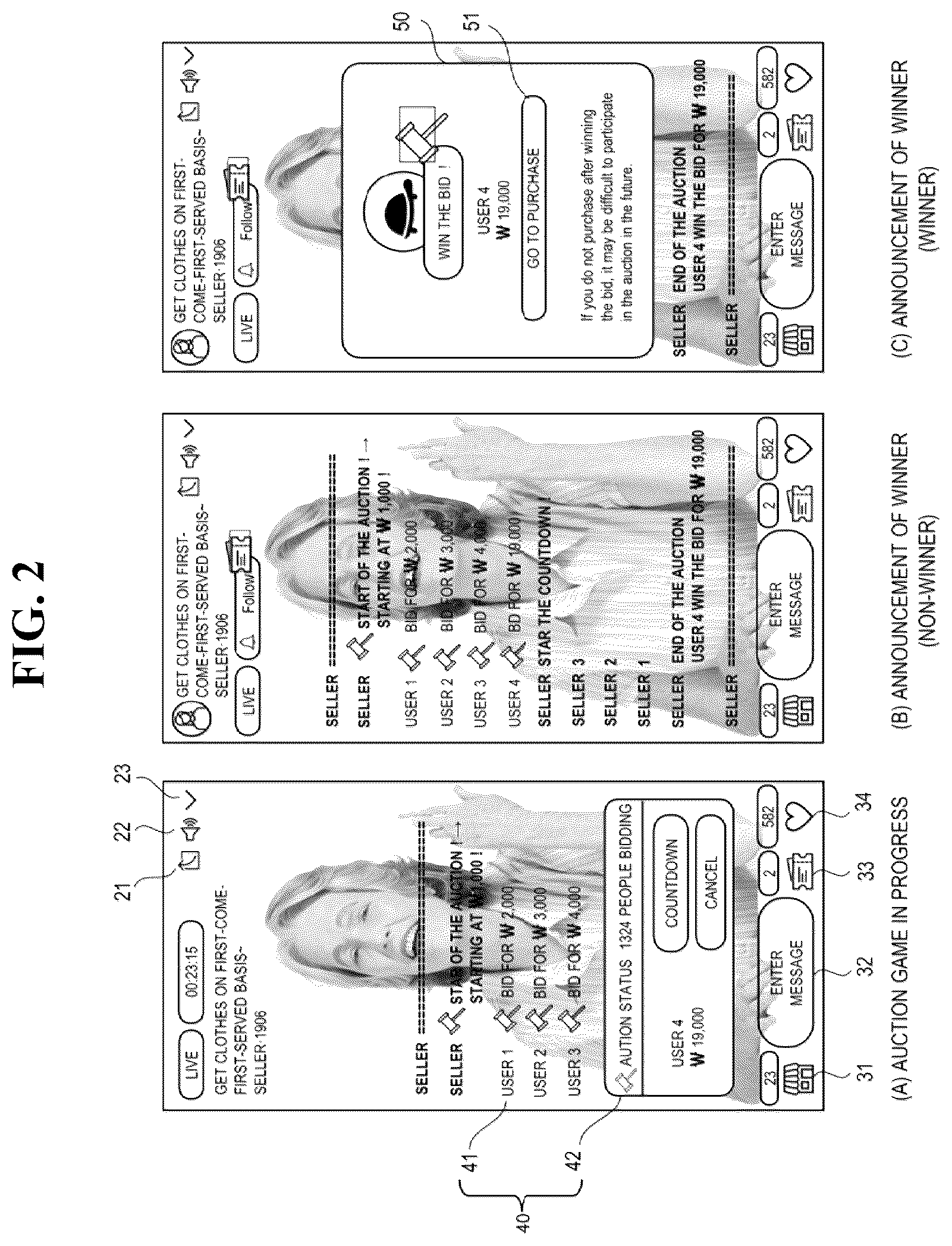 Patent US12327272 Figure 2 – Live-commerce system for determining winners through games and method thereof