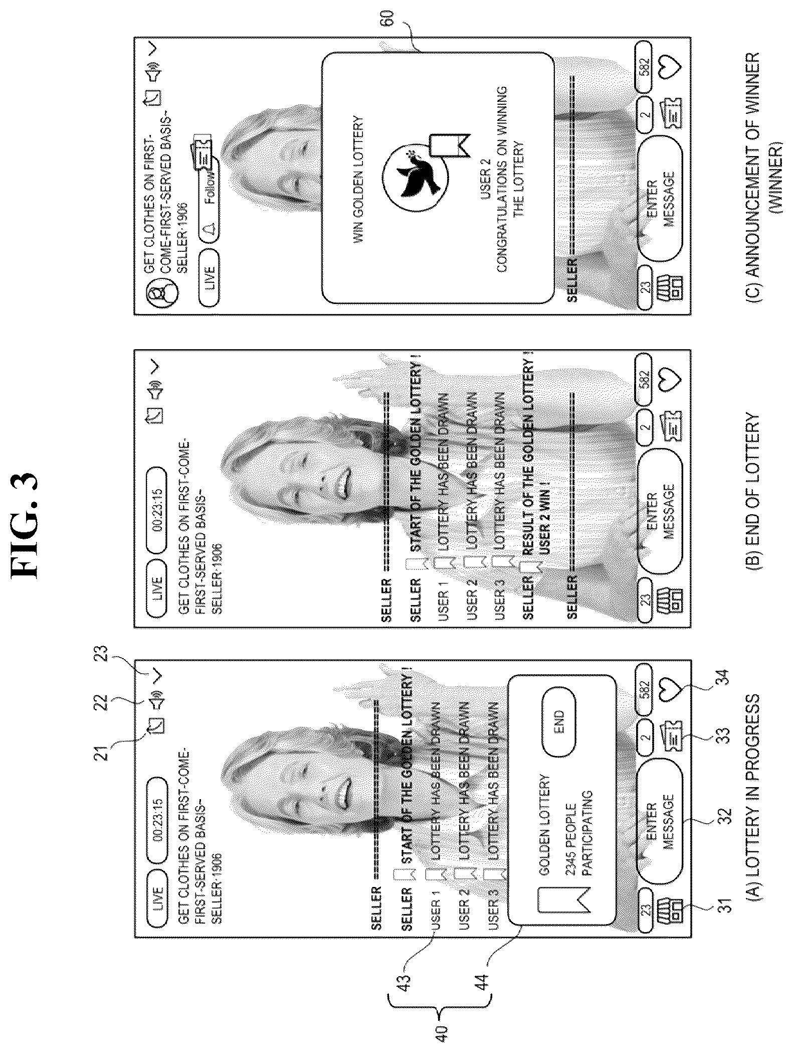 Patent US12327272 Figure 3 – Live-commerce system for determining winners through games and method thereof