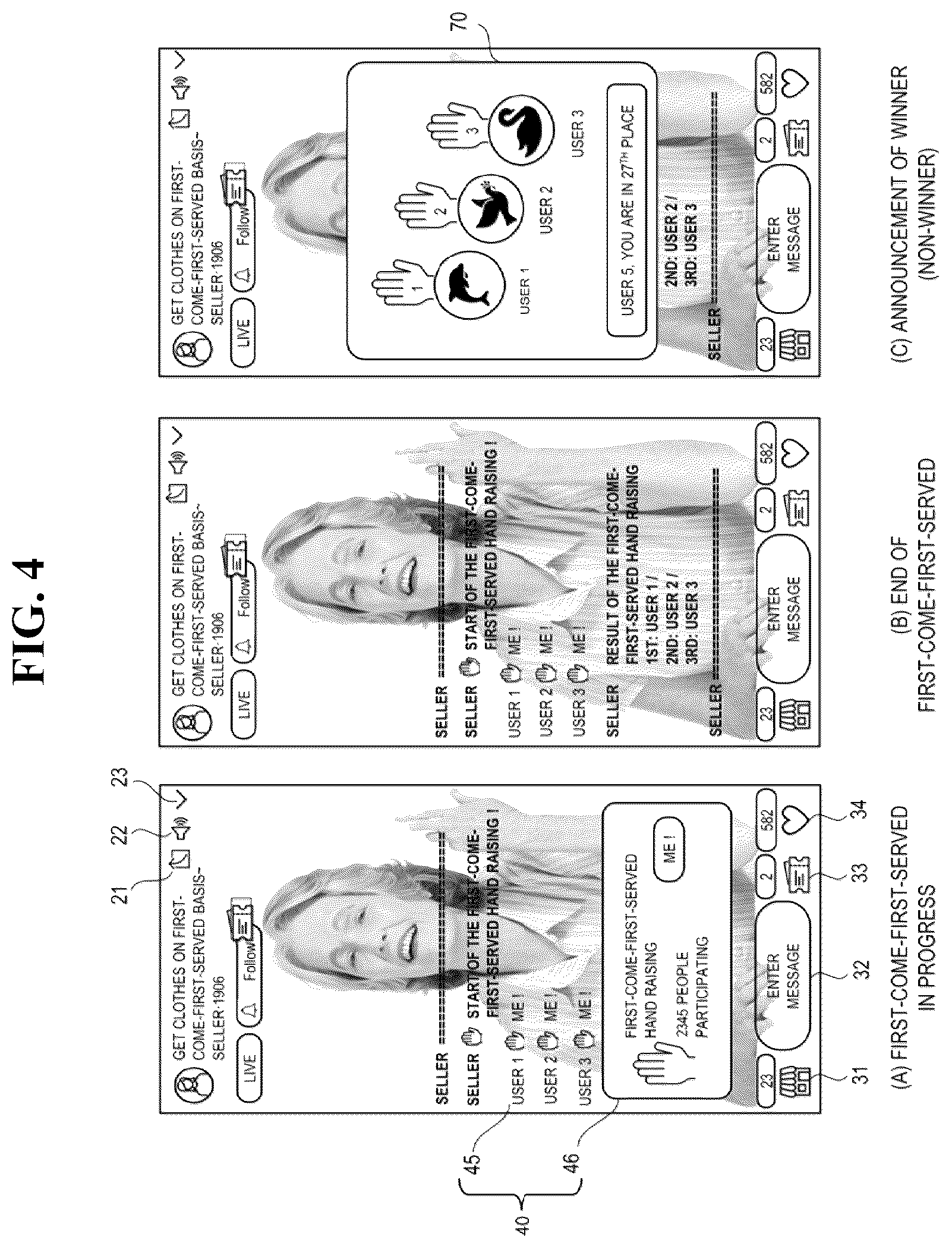 Patent US12327272 Figure 4 – Live-commerce system for determining winners through games and method thereof