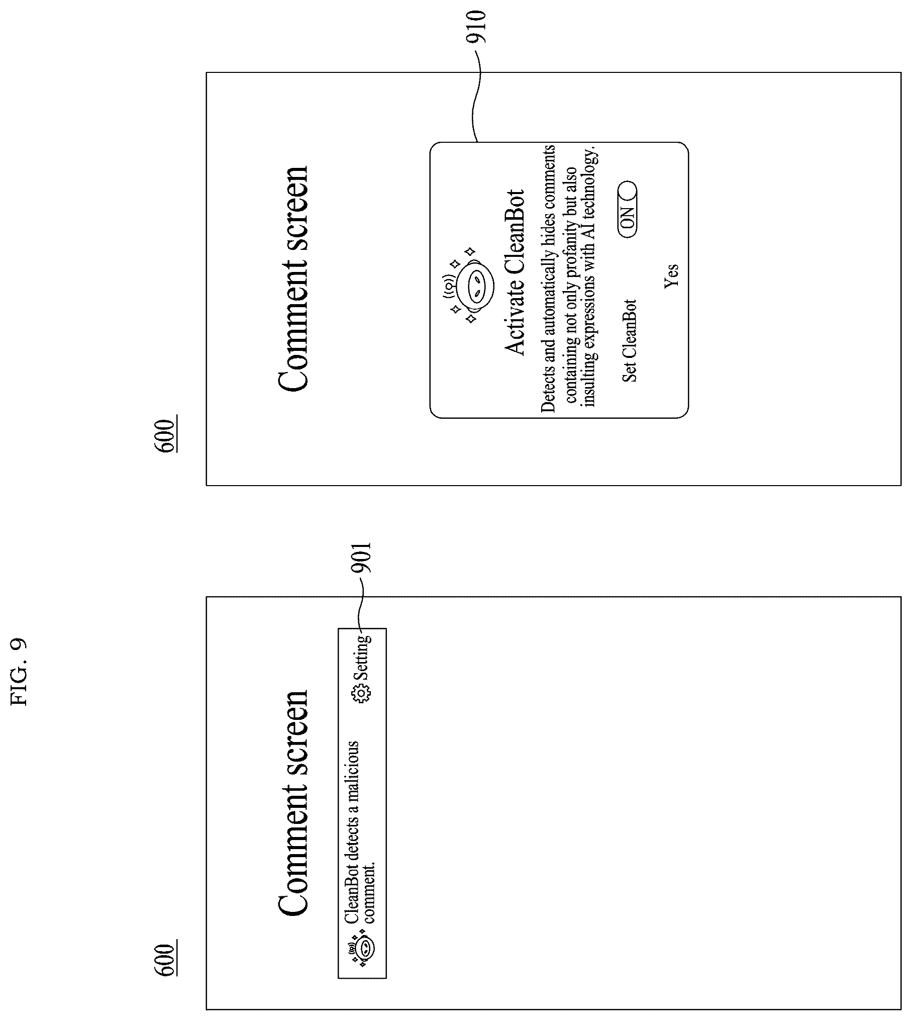 Patent US12327286 Figure 9 – Method and system for responding to malicious comments