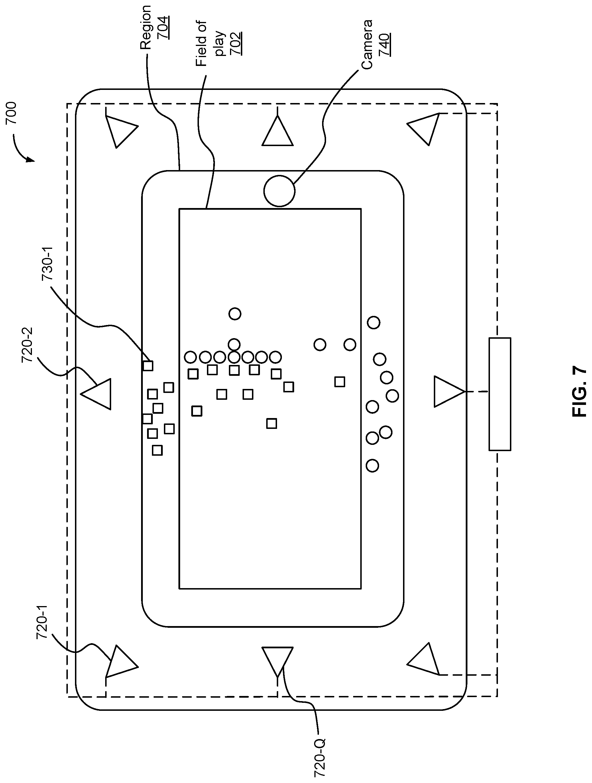 Patent US12327300 Figure 7 – Adding augmented reality to a sub-view of a high resolution central video feed