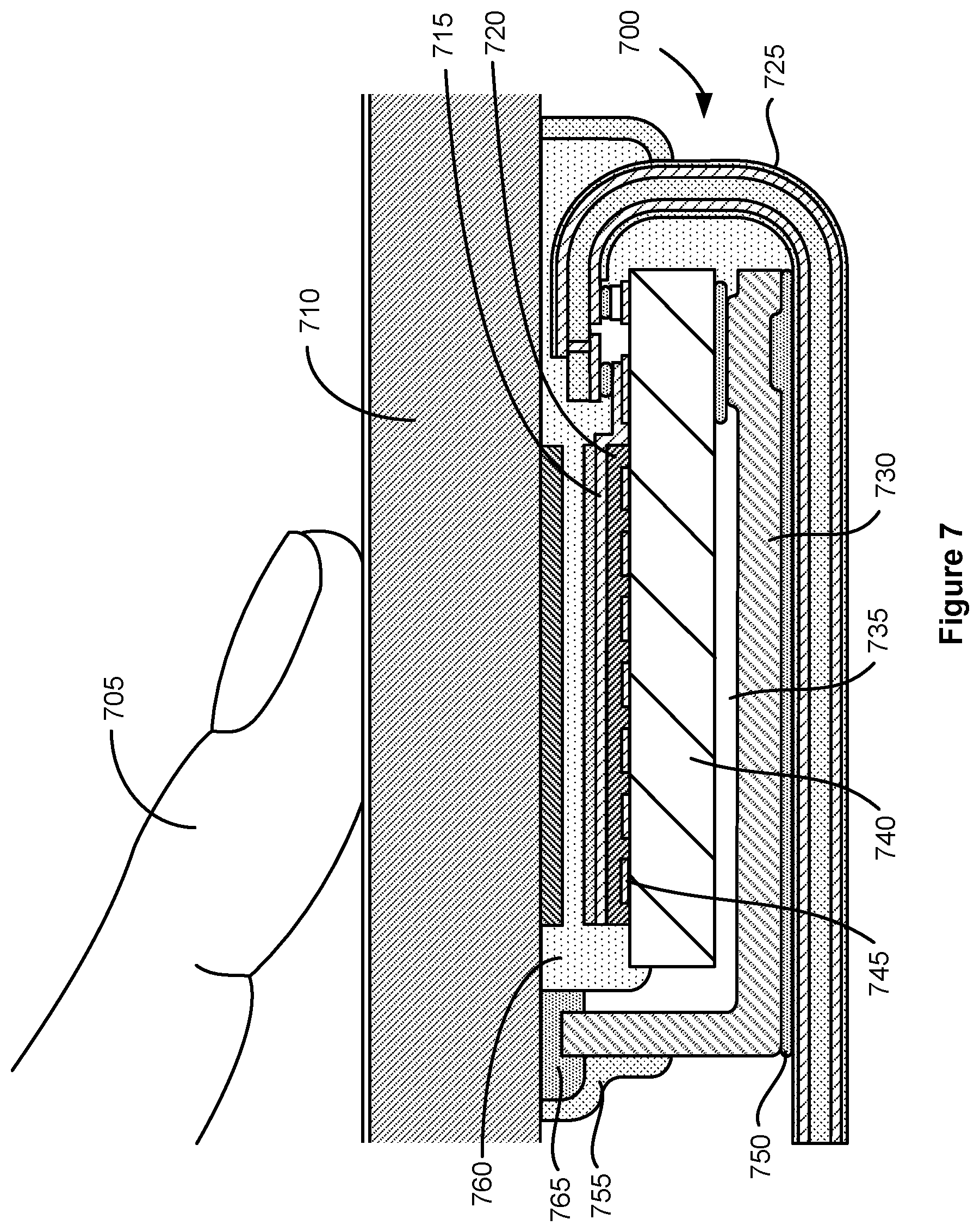 Patent US12327426 Figure 8 – Ultrasonic fingerprint sensor for under-display applications