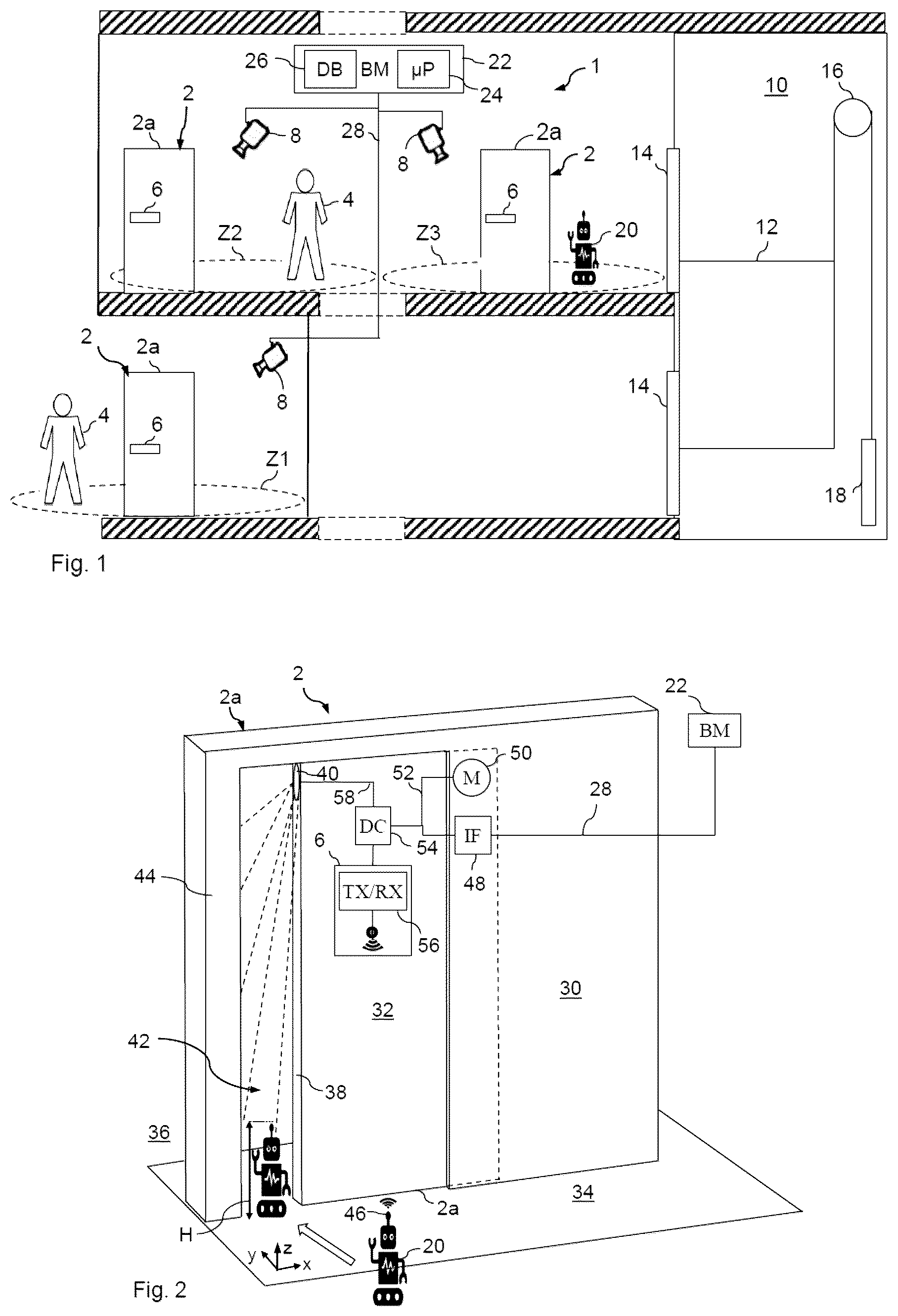 Patent US12327453 Figure 1 – Additional zone monitoring for a building door