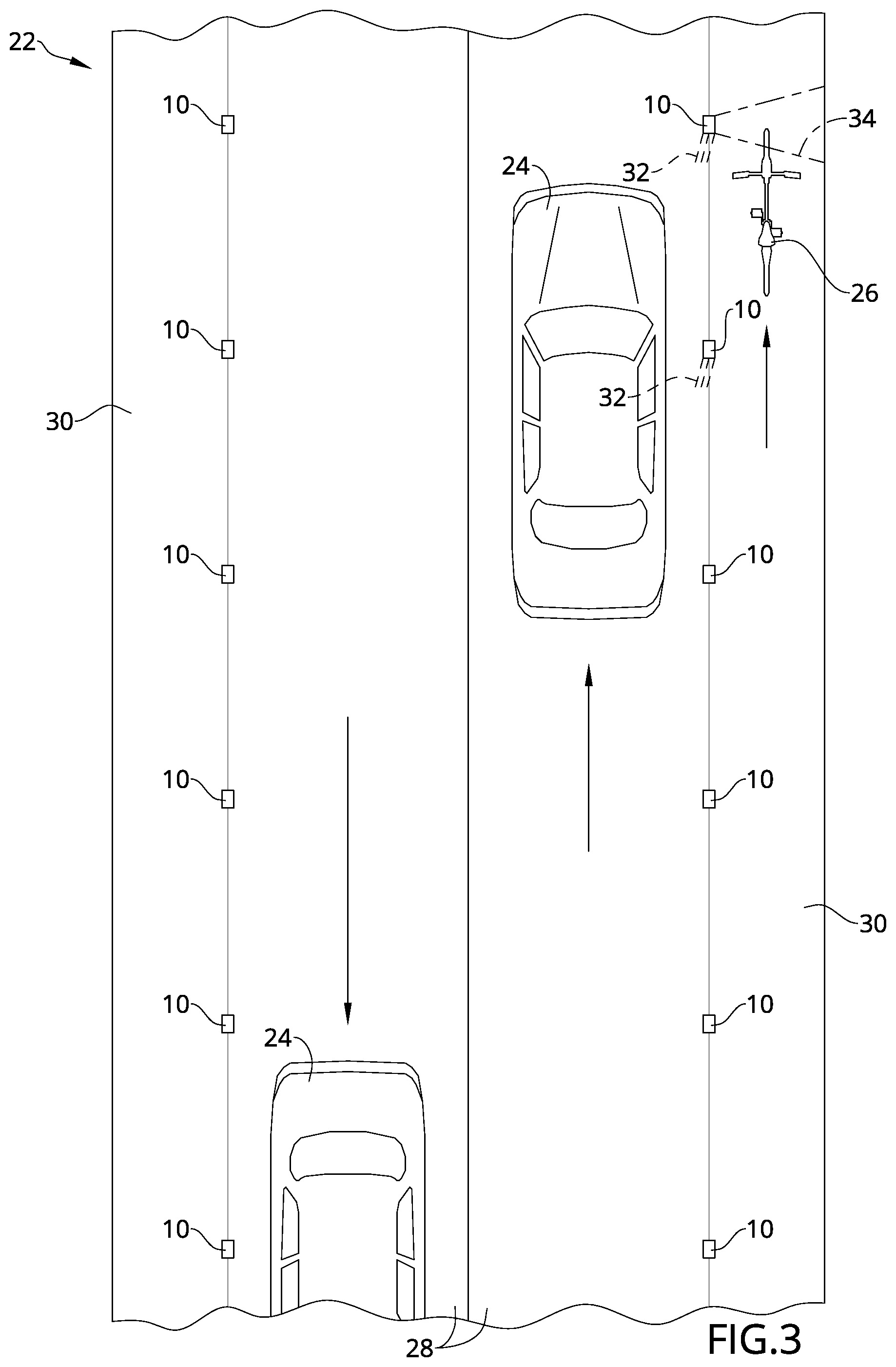 Patent US12327474 Figure 3 – Traffic warning system for detecting and warning of bicycle traffic