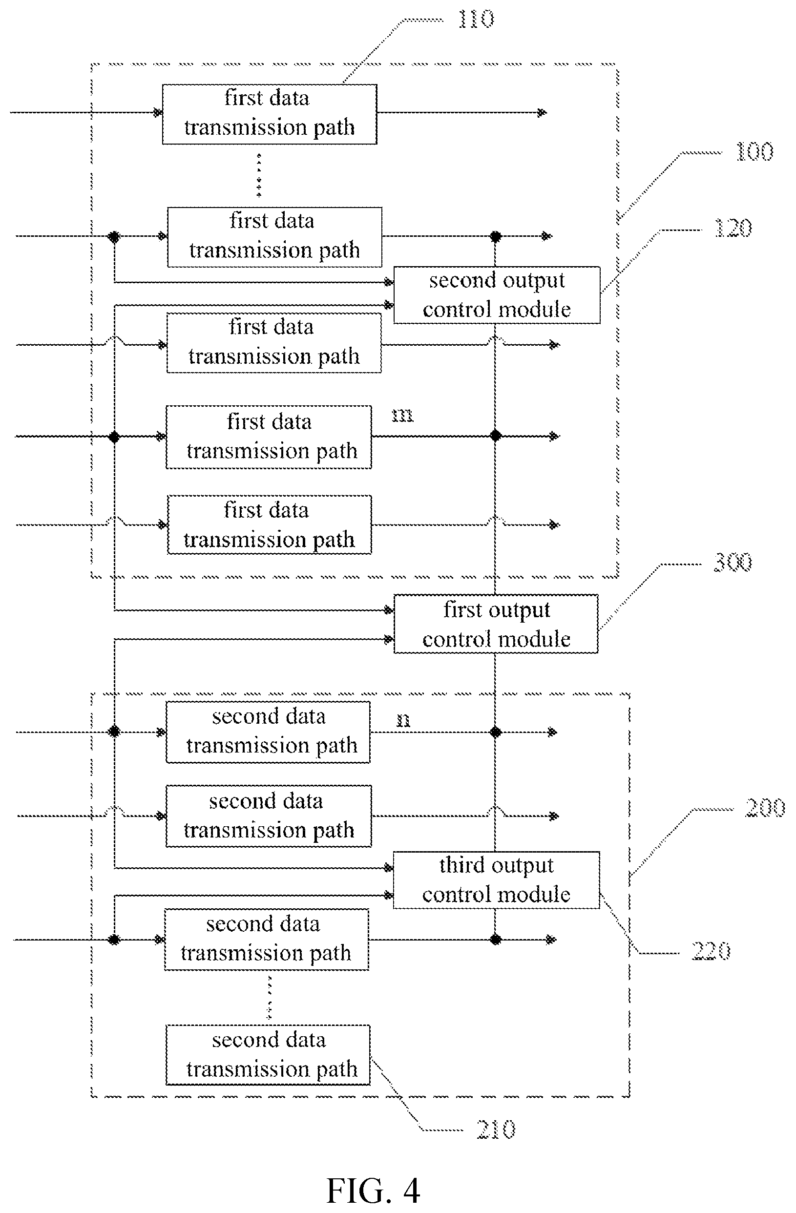 Patent US12327502 Figure 4 – Driver device having output control module connected between a plurality of data driver chips and display device including the same