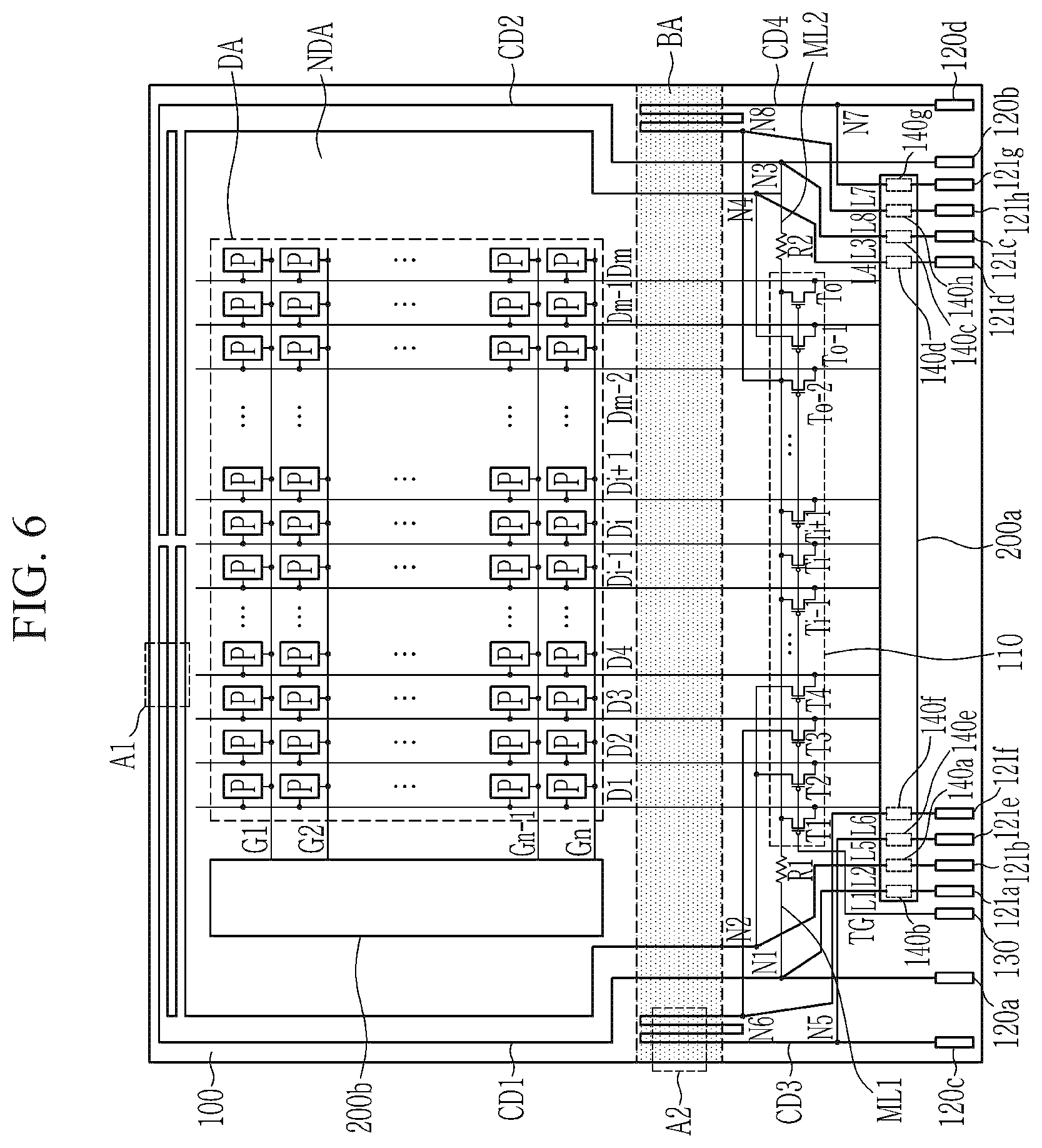 Patent US12327503 Figure 6 – Display device with crack detection circuitry and manufacturing method thereof