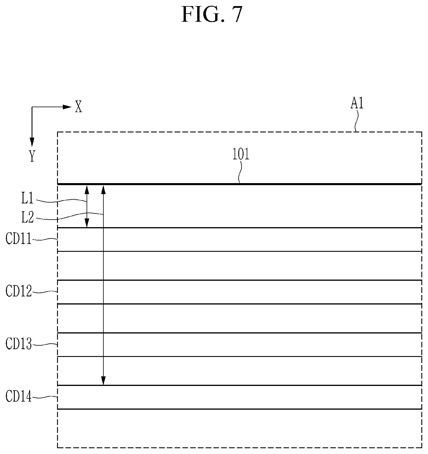 Patent US12327503 Figure 7 – Display device with crack detection circuitry and manufacturing method thereof
