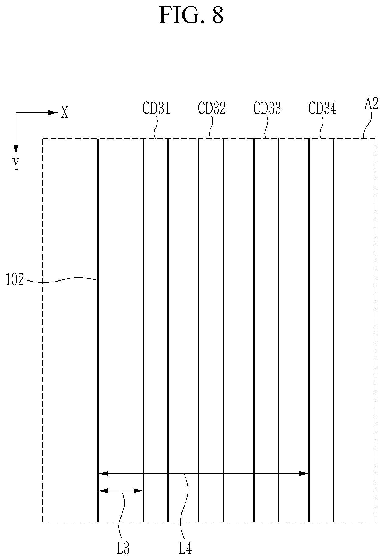 Patent US12327503 Figure 8 – Display device with crack detection circuitry and manufacturing method thereof