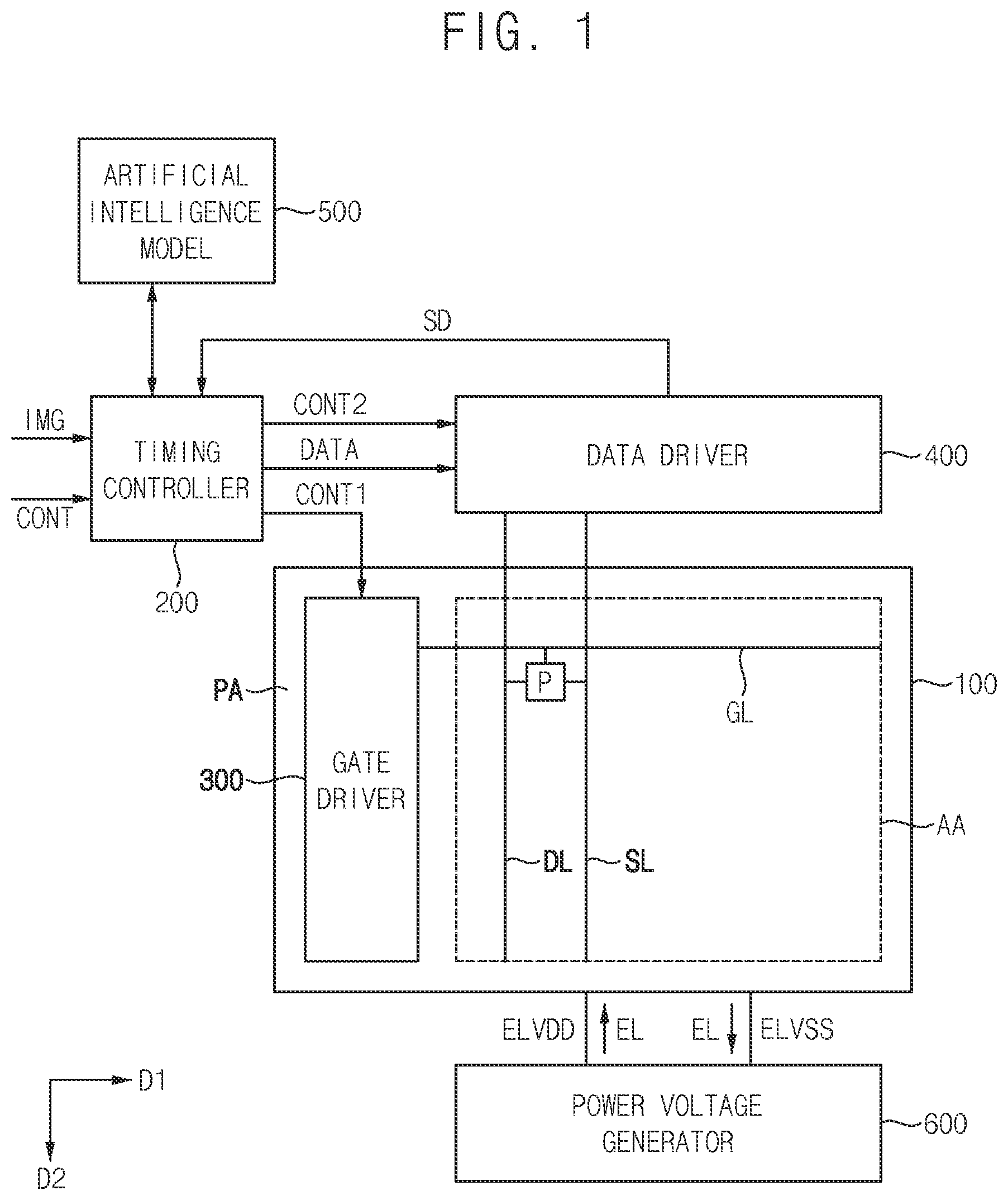 Patent US12327513 Figure 1 – Display device
