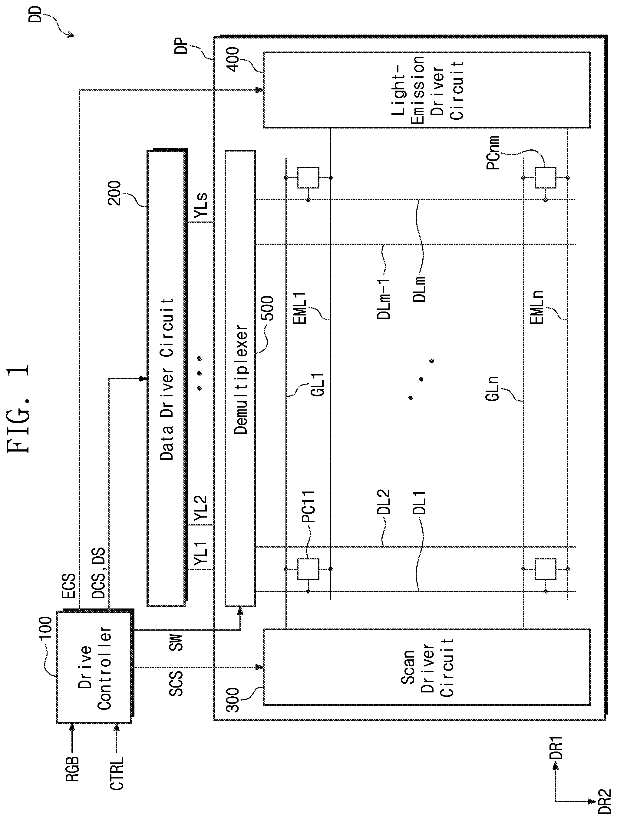 Patent US12327515 Figure 1 – Display panel and display device including the same