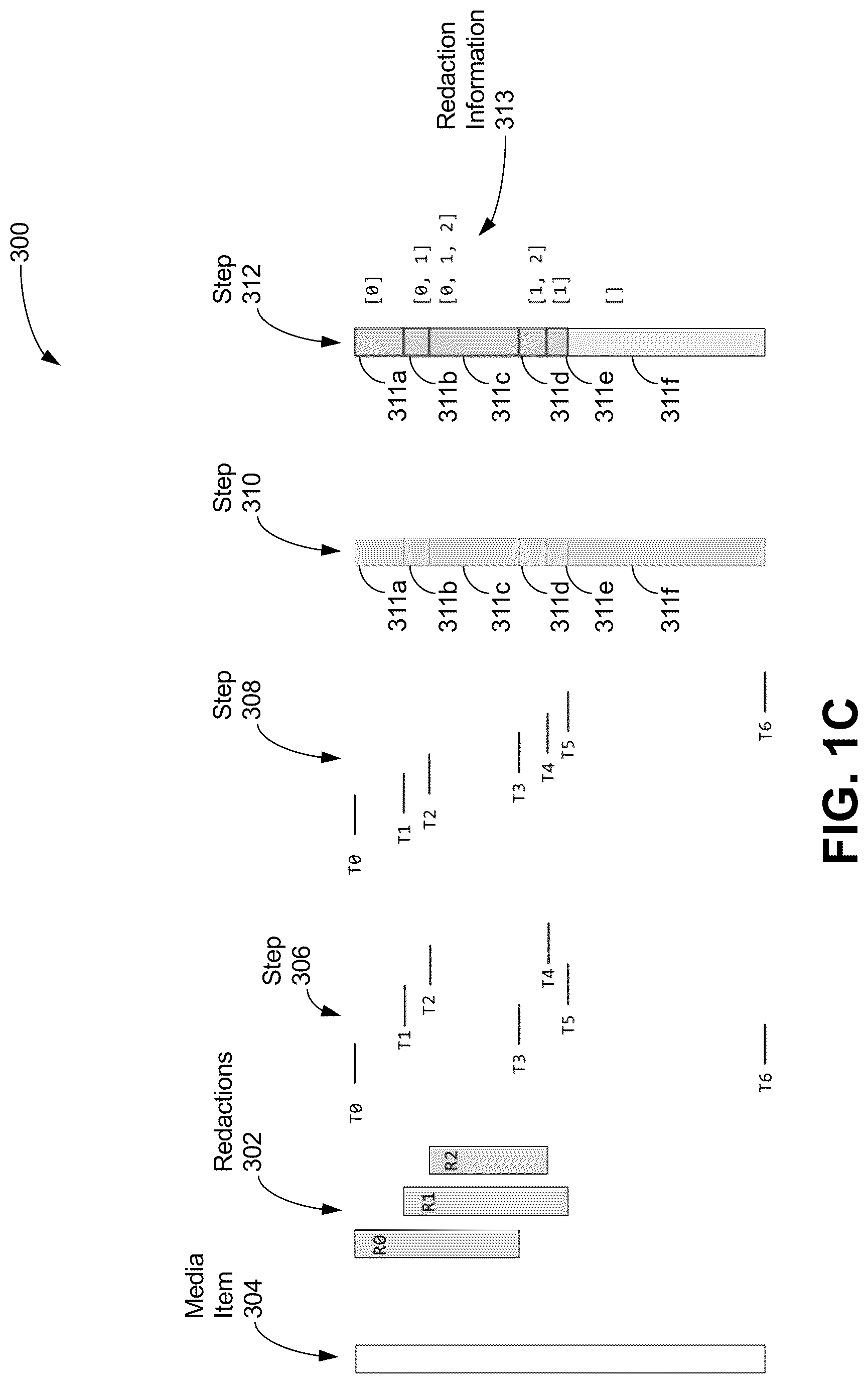 Patent US12327574 Figure 3 – Providing overlapping time redactions in media items