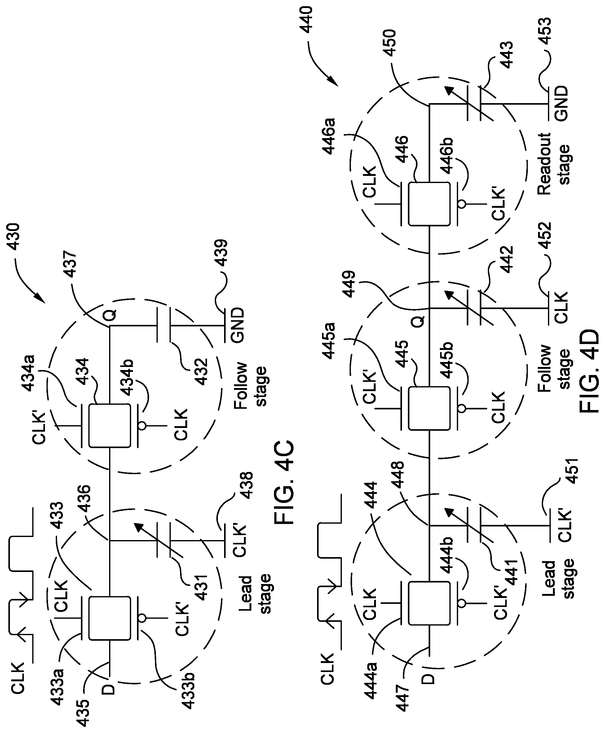 Patent US12327580 Figure 4 – Register, flop, and latch designs inlcuding ferroelectric and linear dielectrics