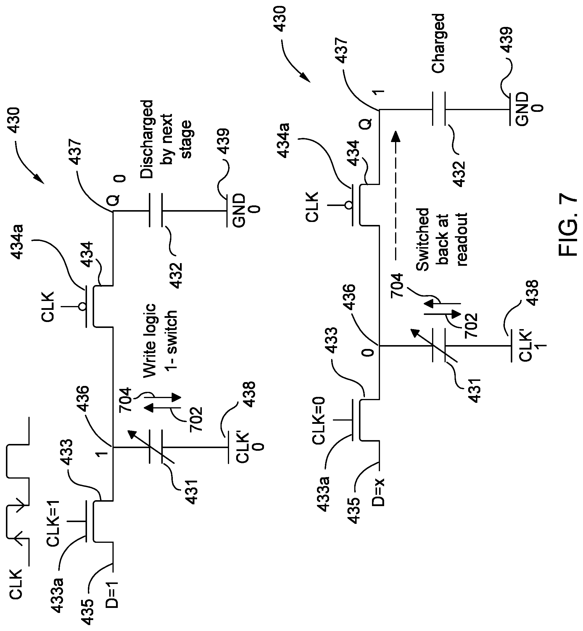 Patent US12327580 Figure 7 – Register, flop, and latch designs inlcuding ferroelectric and linear dielectrics