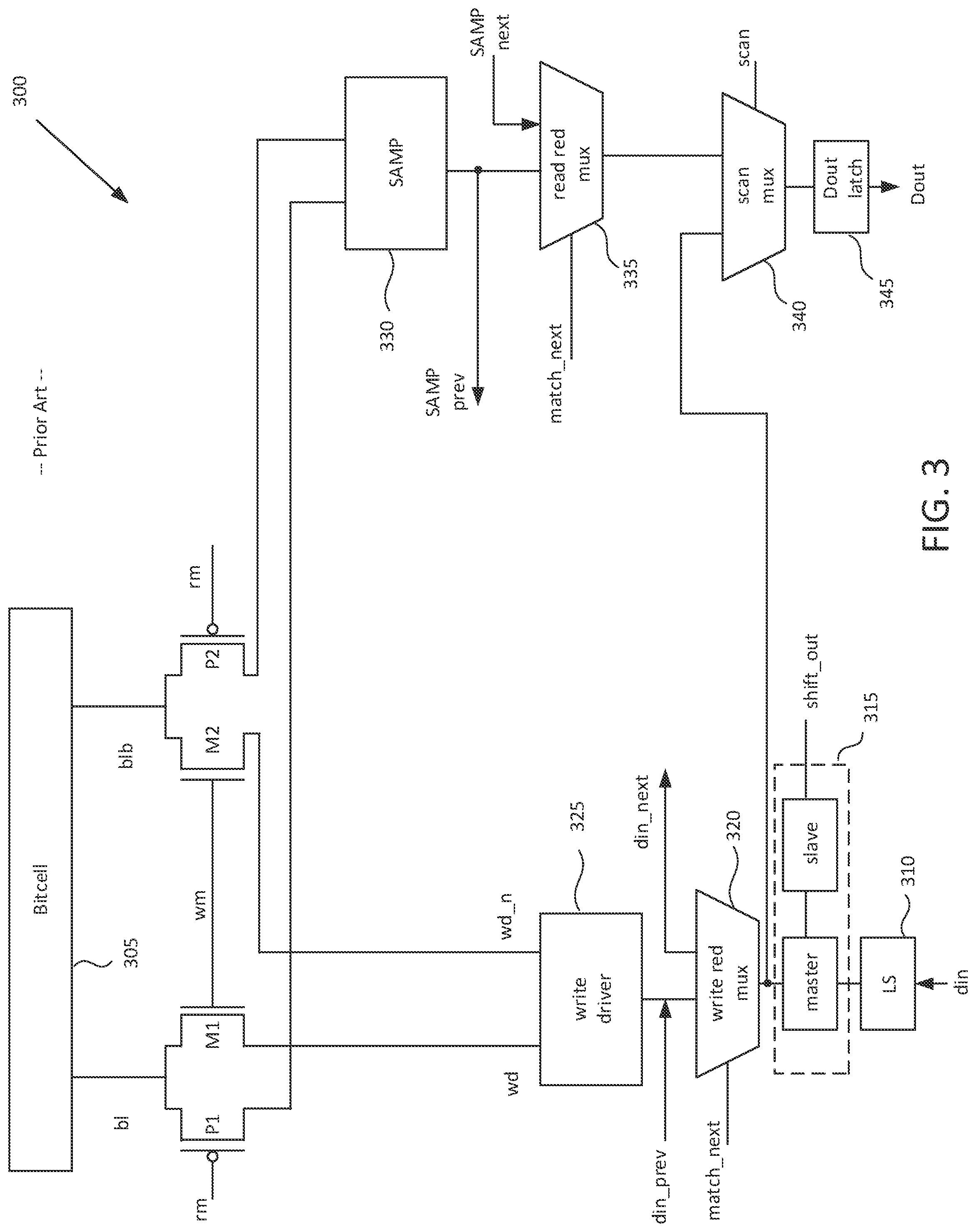 Patent US12327599 Figure 3 – Memory with scan chain testing of column redundancy logic and multiplexing