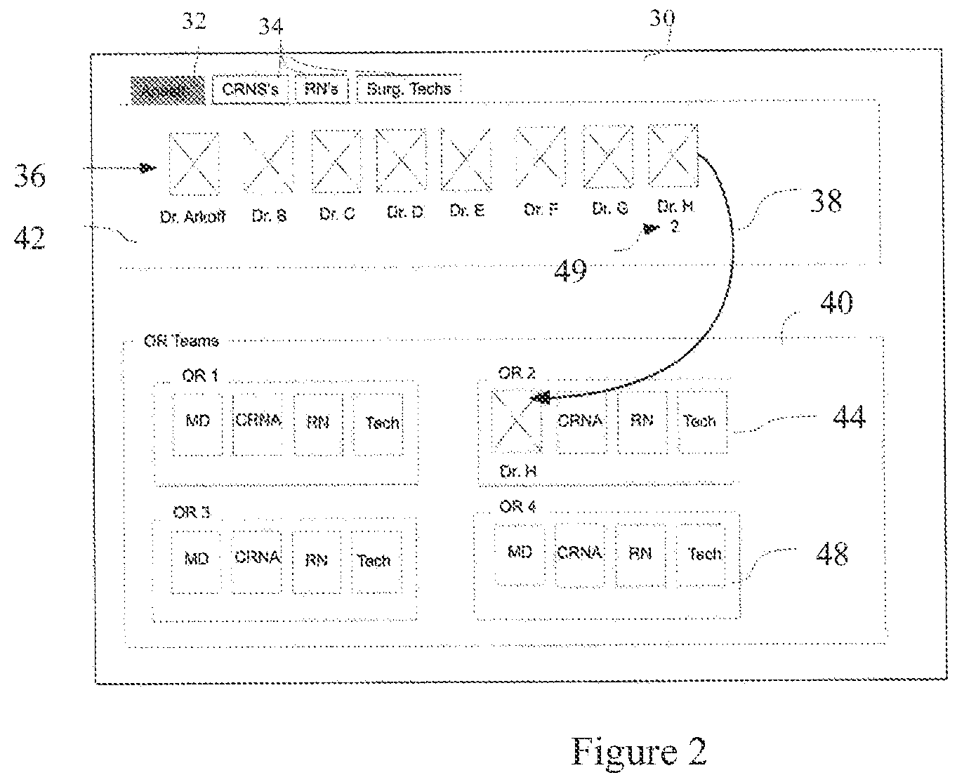 Patent US12327634 Figure 2 – Operating room management system with mobile application