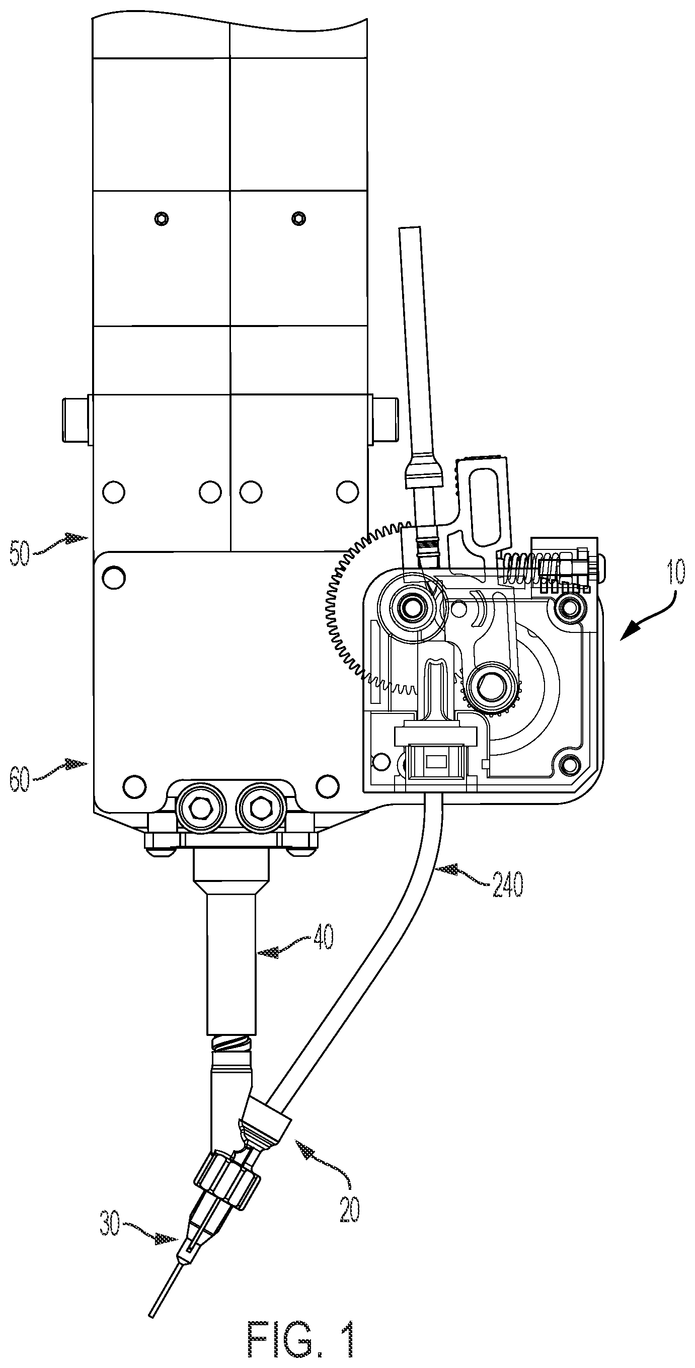 Patent US12327657 Figure 1 – Apparatus for the fabrication of wire-embedded adsorbent structures with bare wire leads