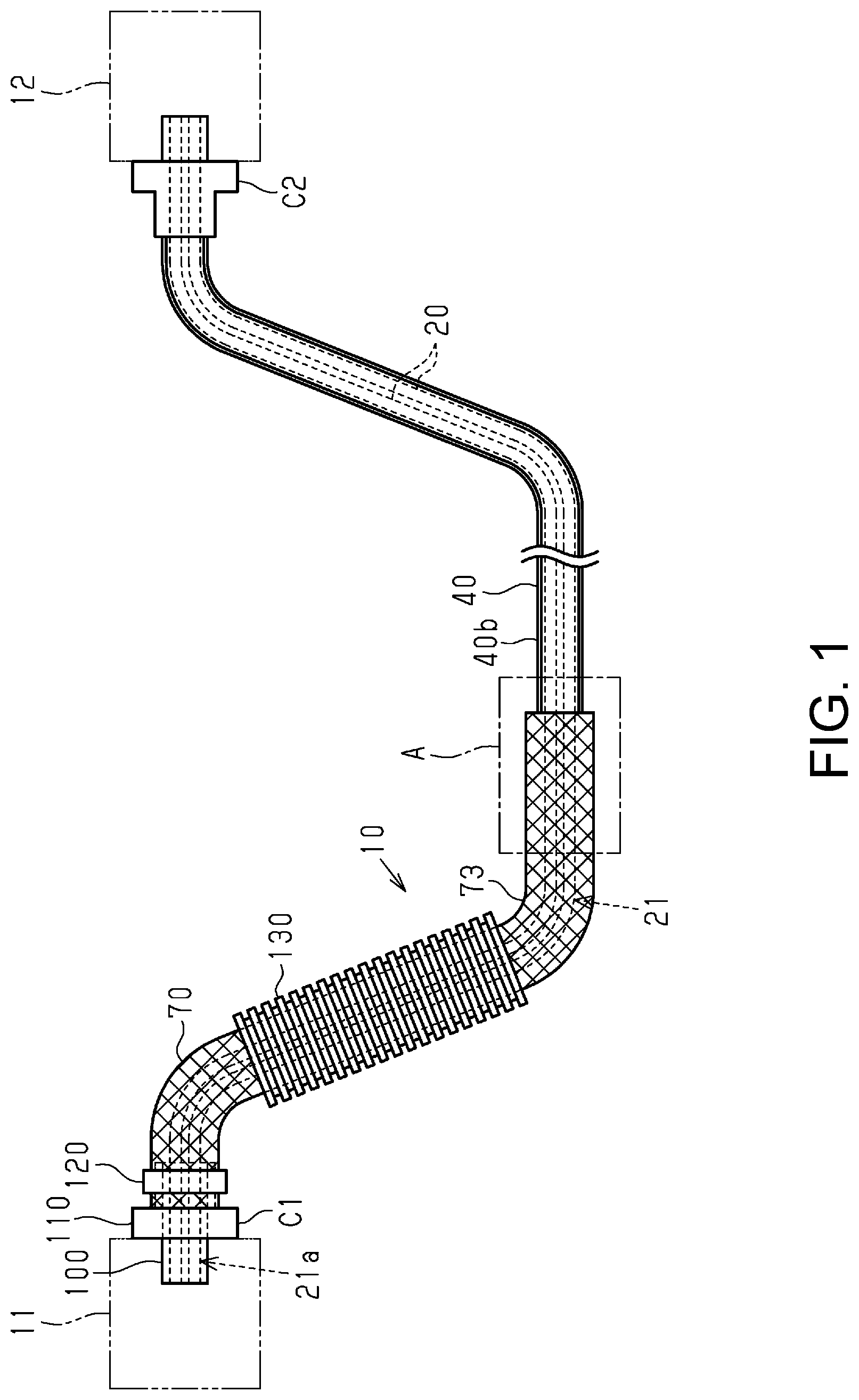 Patent US12327663 Figure 1 – Wire harness