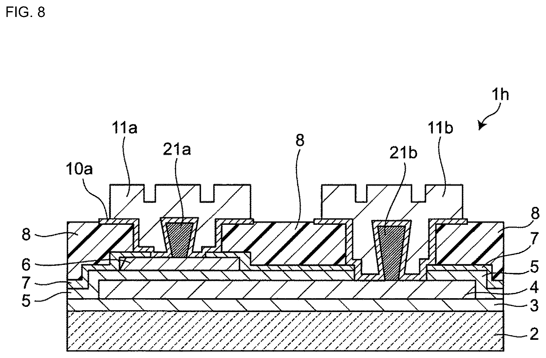 Patent US12327689 Figure 7 – Capacitor having a through-hole exposing an electrode and at least one protrusion in the through-hole