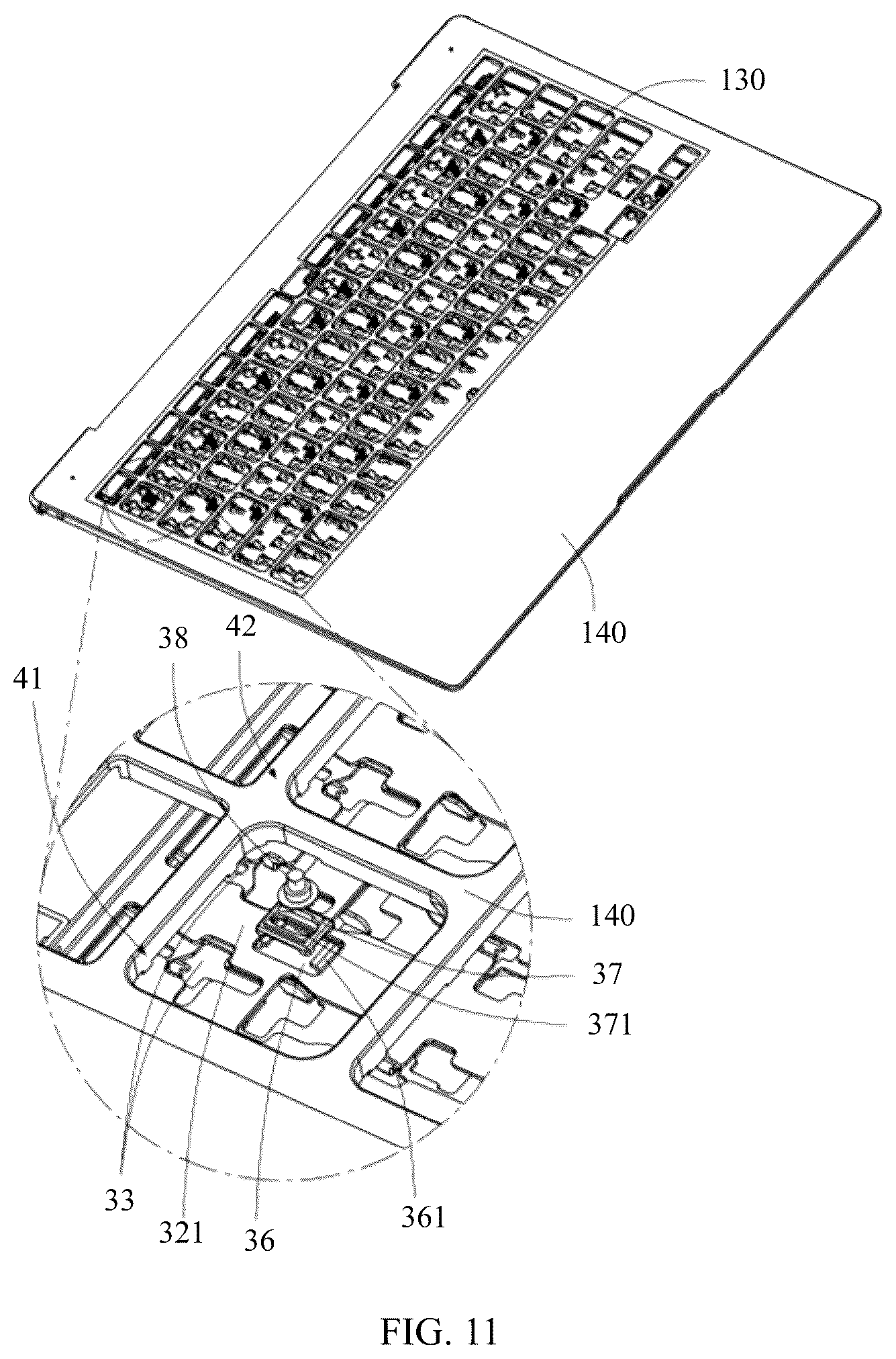 Patent US12327699 Figure 9 – Keyboard assembly, device framework, and electronic device