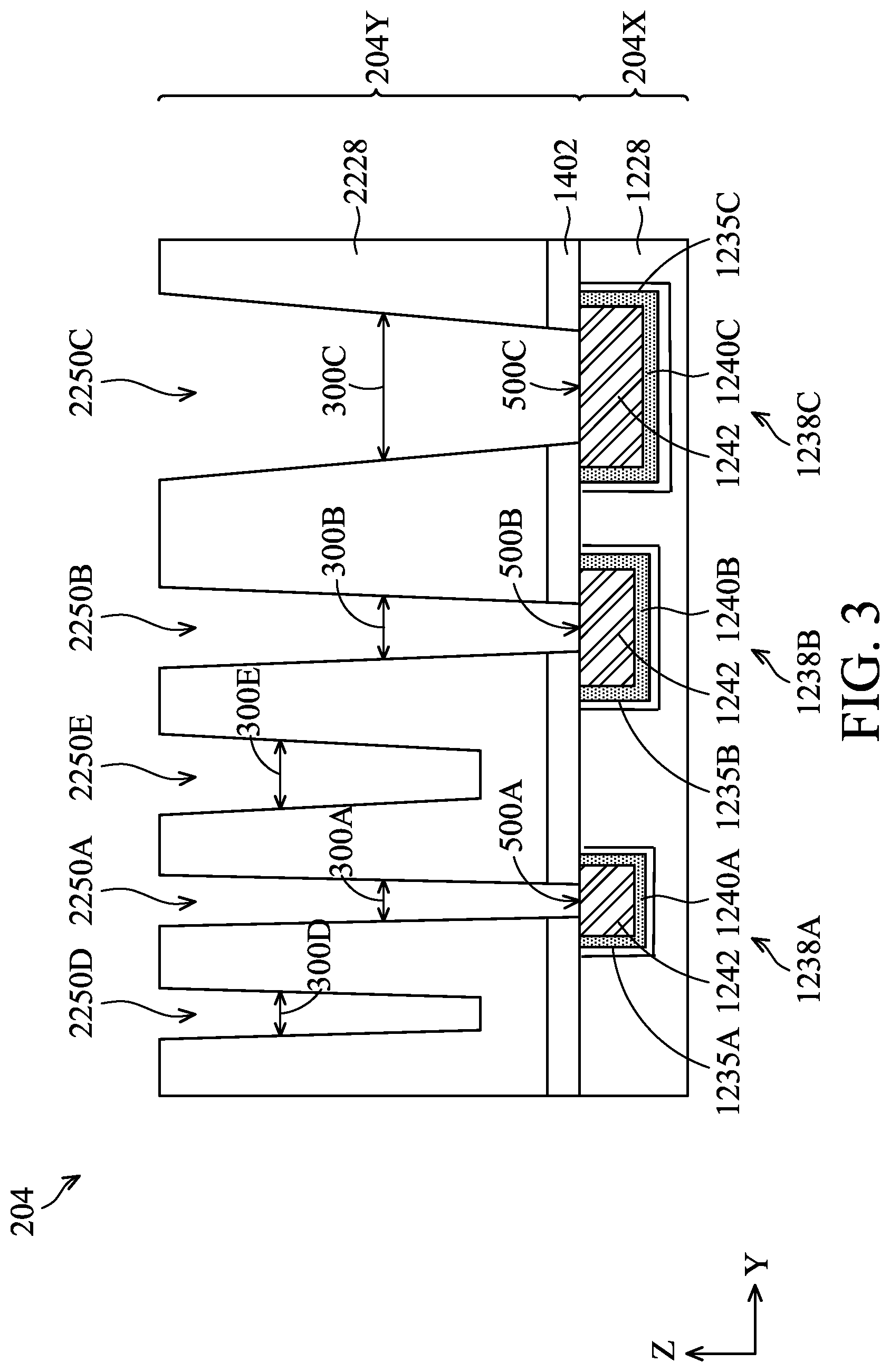 Patent US12327760 Figure 4 – Interconnect structures having varied materials