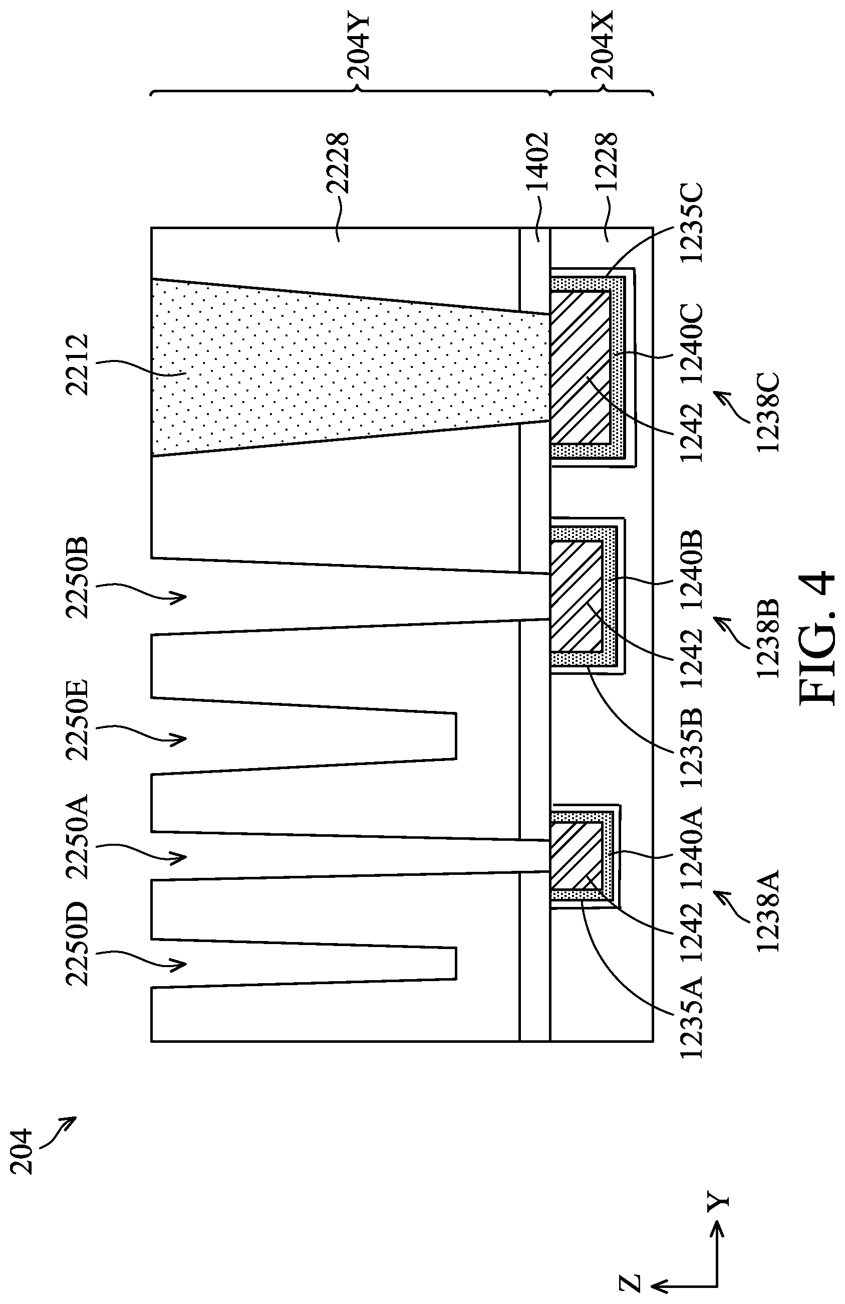 Patent US12327760 Figure 5 – Interconnect structures having varied materials