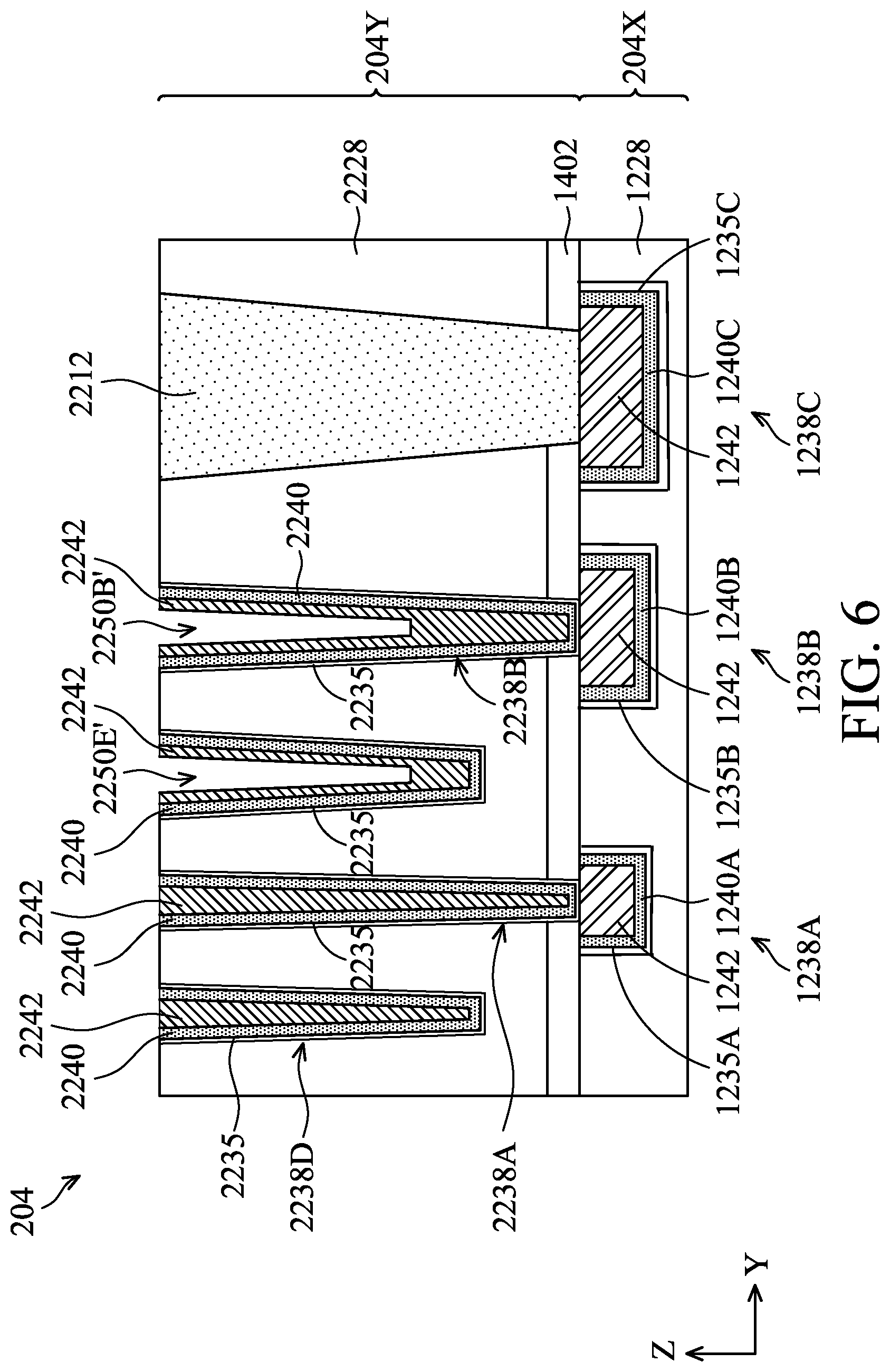 Patent US12327760 Figure 7 – Interconnect structures having varied materials