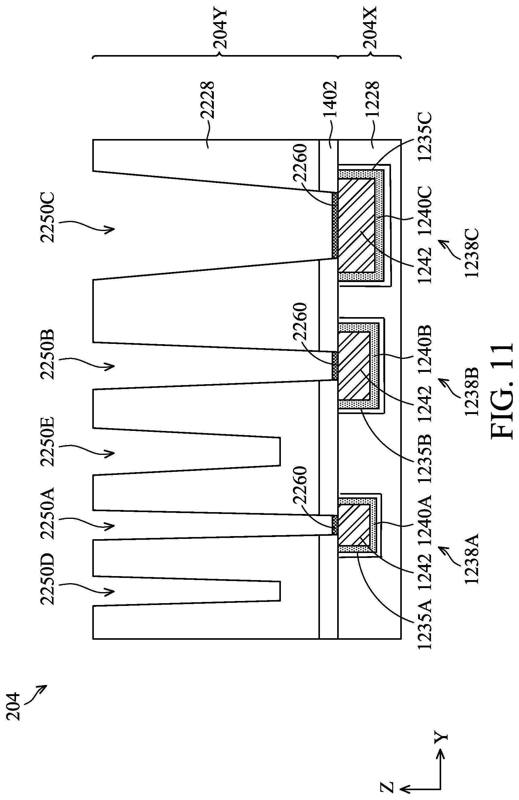 Patent US12327760 Figure 12 – Interconnect structures having varied materials