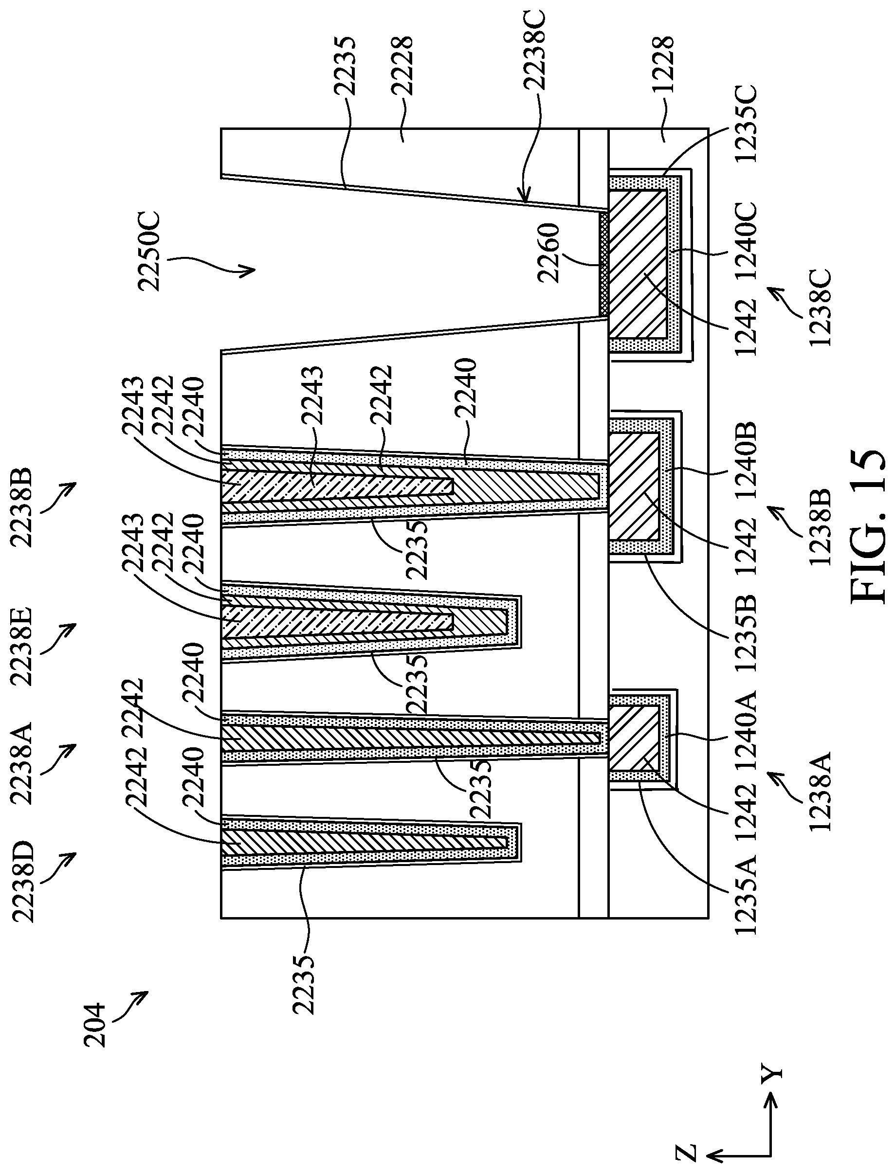 Patent US12327760 Figure 16 – Interconnect structures having varied materials