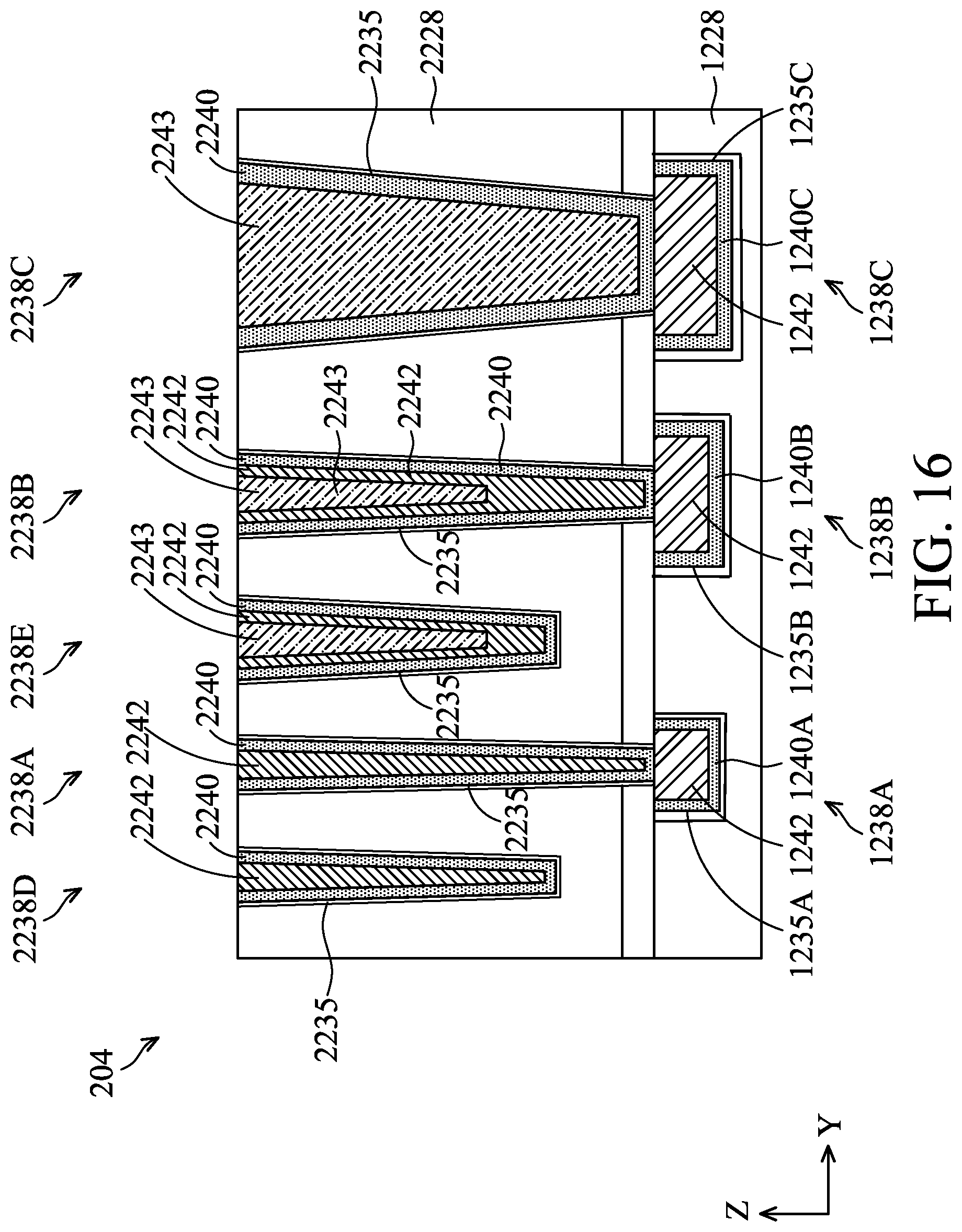Patent US12327760 Figure 17 – Interconnect structures having varied materials