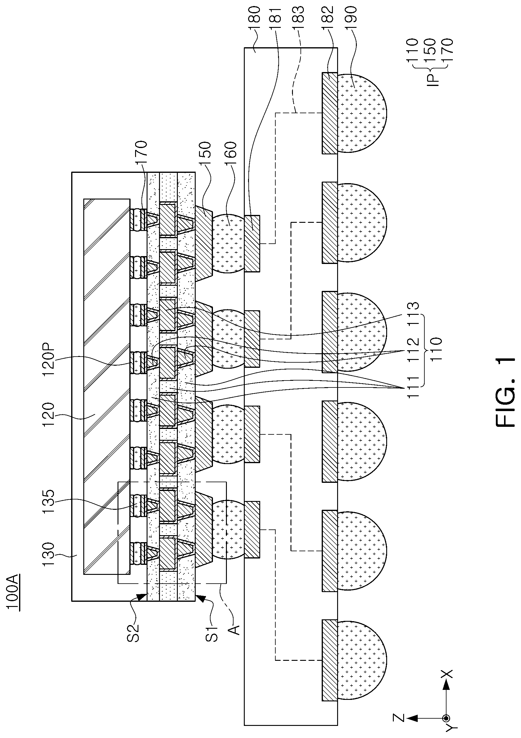 Patent US12327784 Figure 1 – Semiconductor package