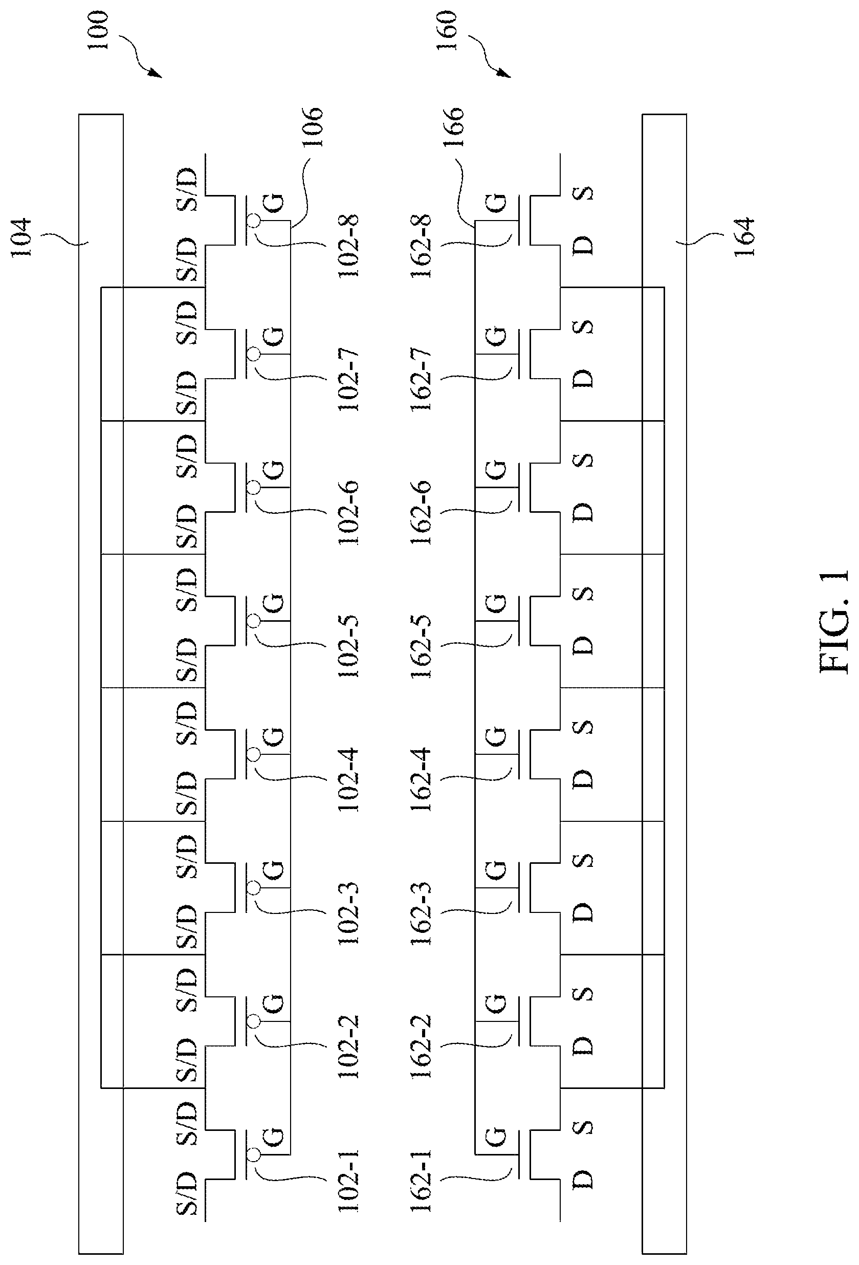 Patent US12327786 Figure 1 – Decoupling capacitors with back side power rails