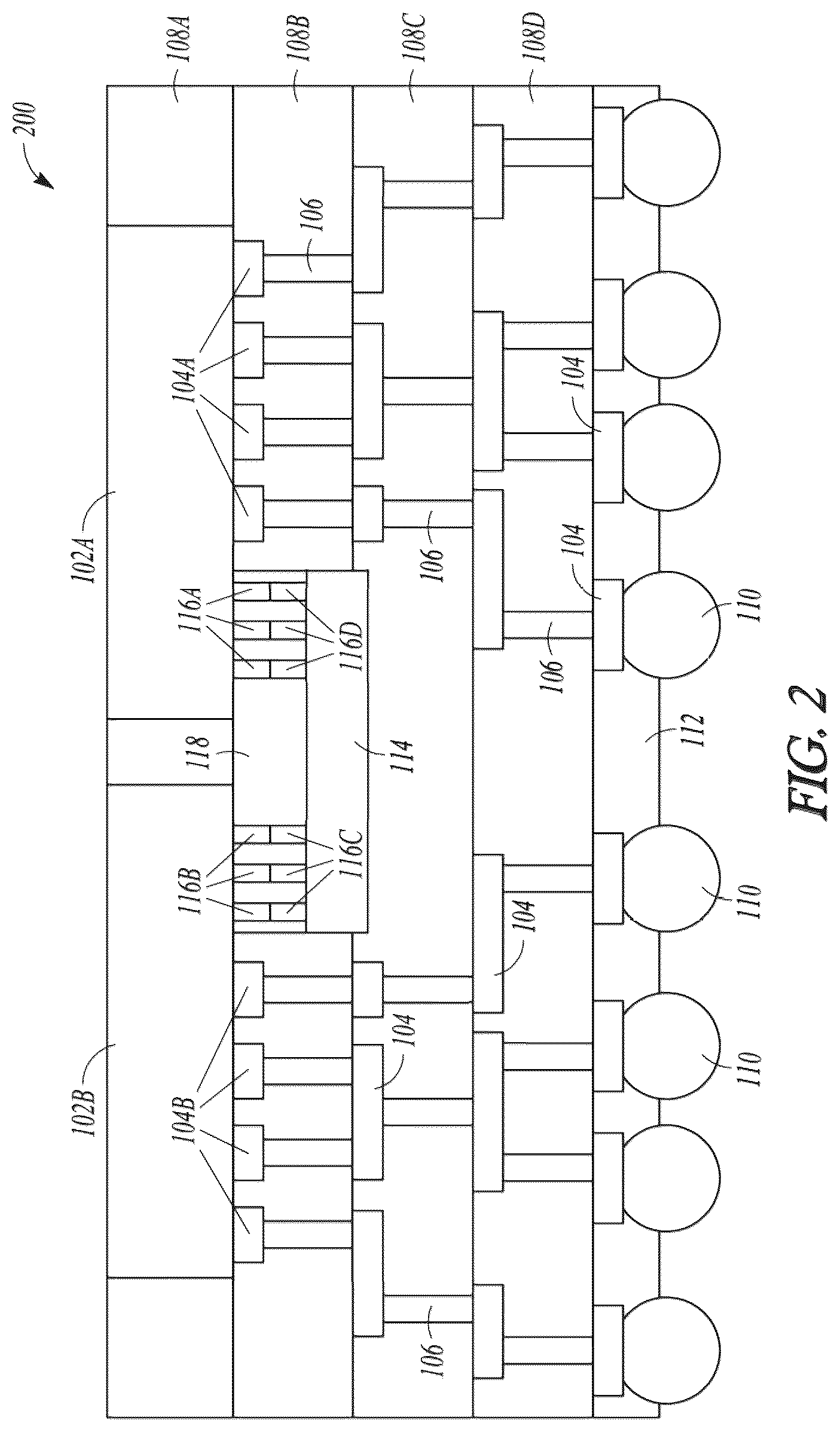 Patent US12327807 Figure 2 – High density substrate routing in package