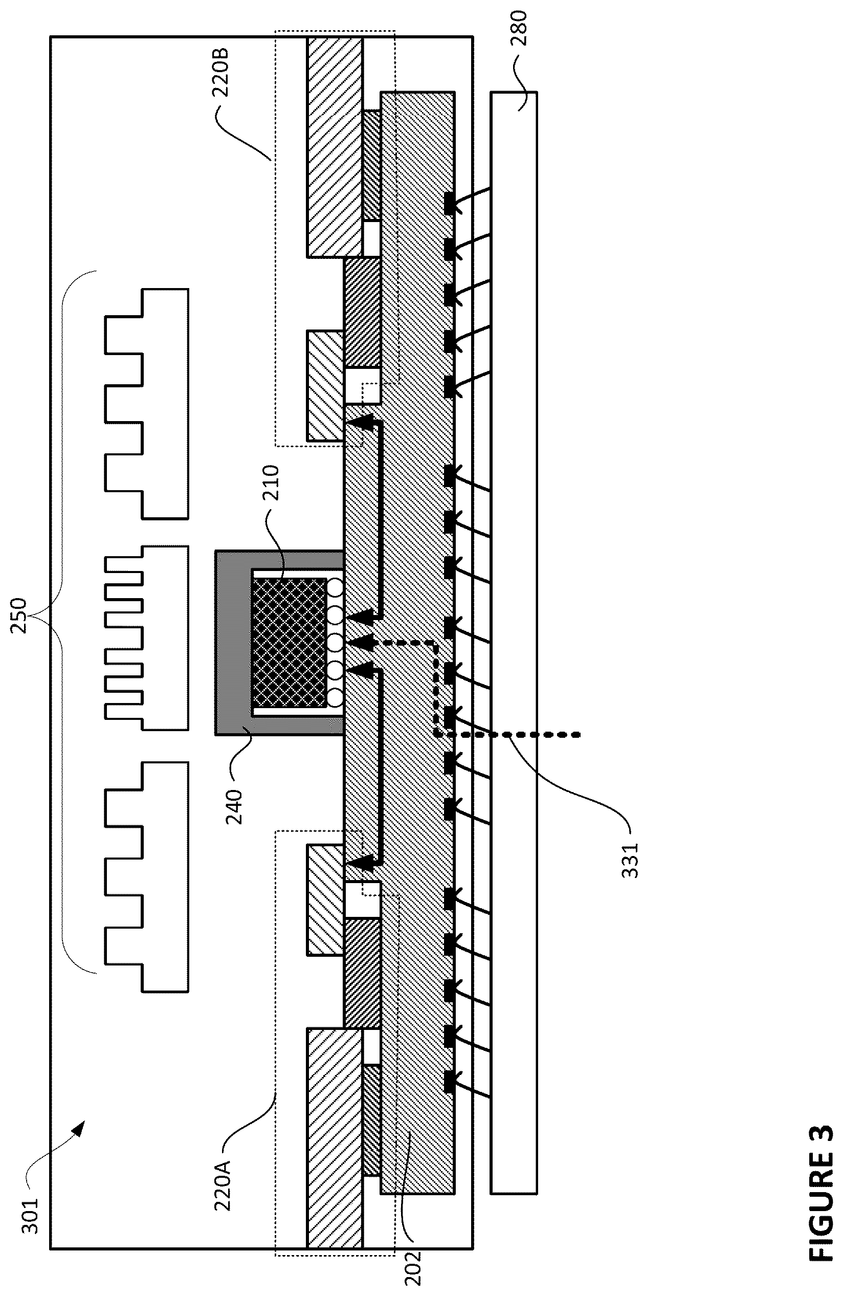 Patent US12327817 Figure 3 – ASIC package with photonics and vertical power delivery