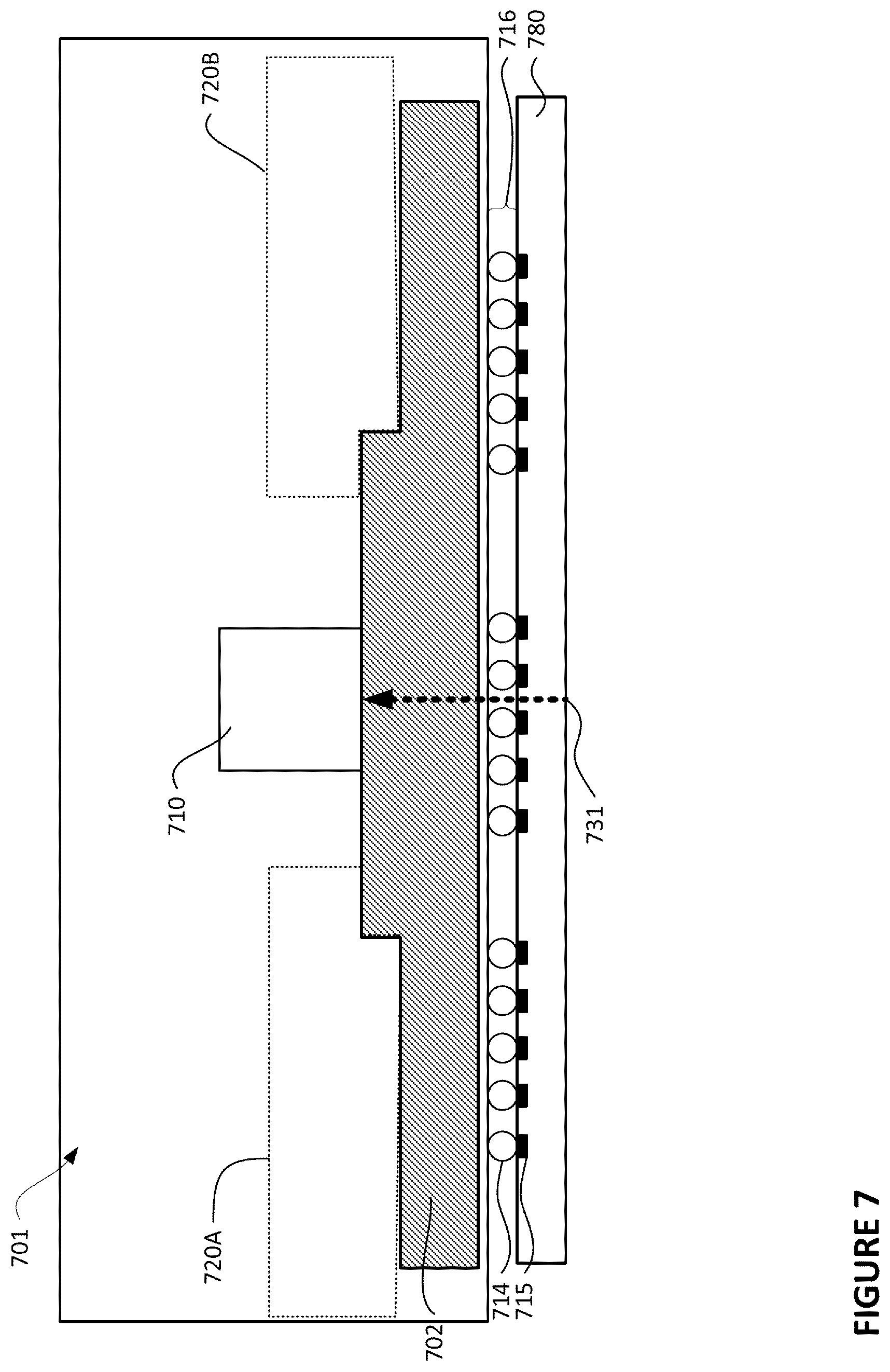 Patent US12327817 Figure 7 – ASIC package with photonics and vertical power delivery