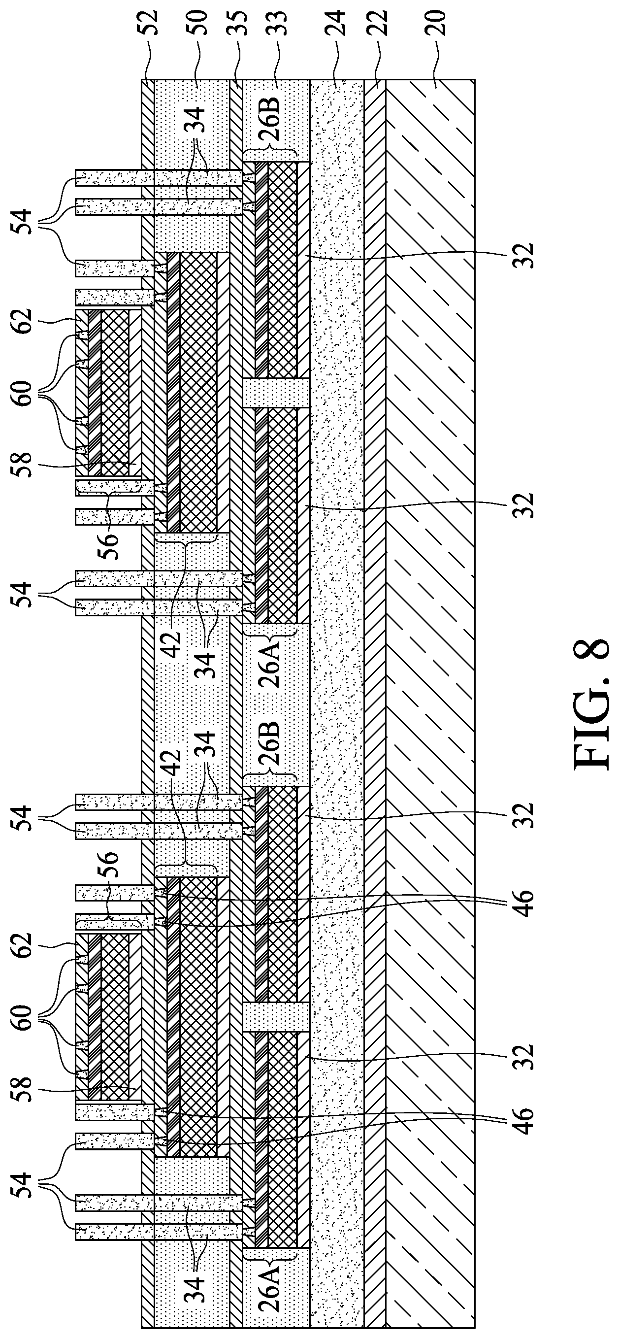 Patent US12327819 Figure 8 – Devices employing thermal and mechanical enhanced layers and methods of forming same